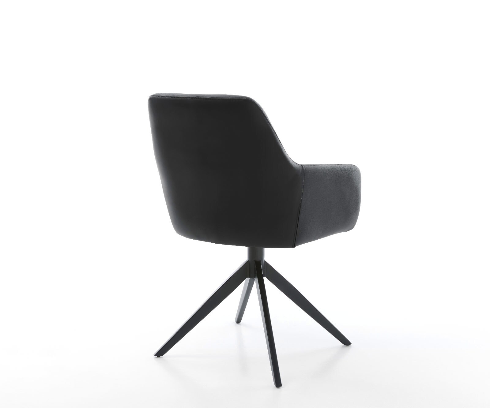 Drehstuhl Pejo-Flex Echt-Leder Schwarz Kreuzgestell breit Schwarz 360° drehbar Wippfunktion Taschenfederkern 4