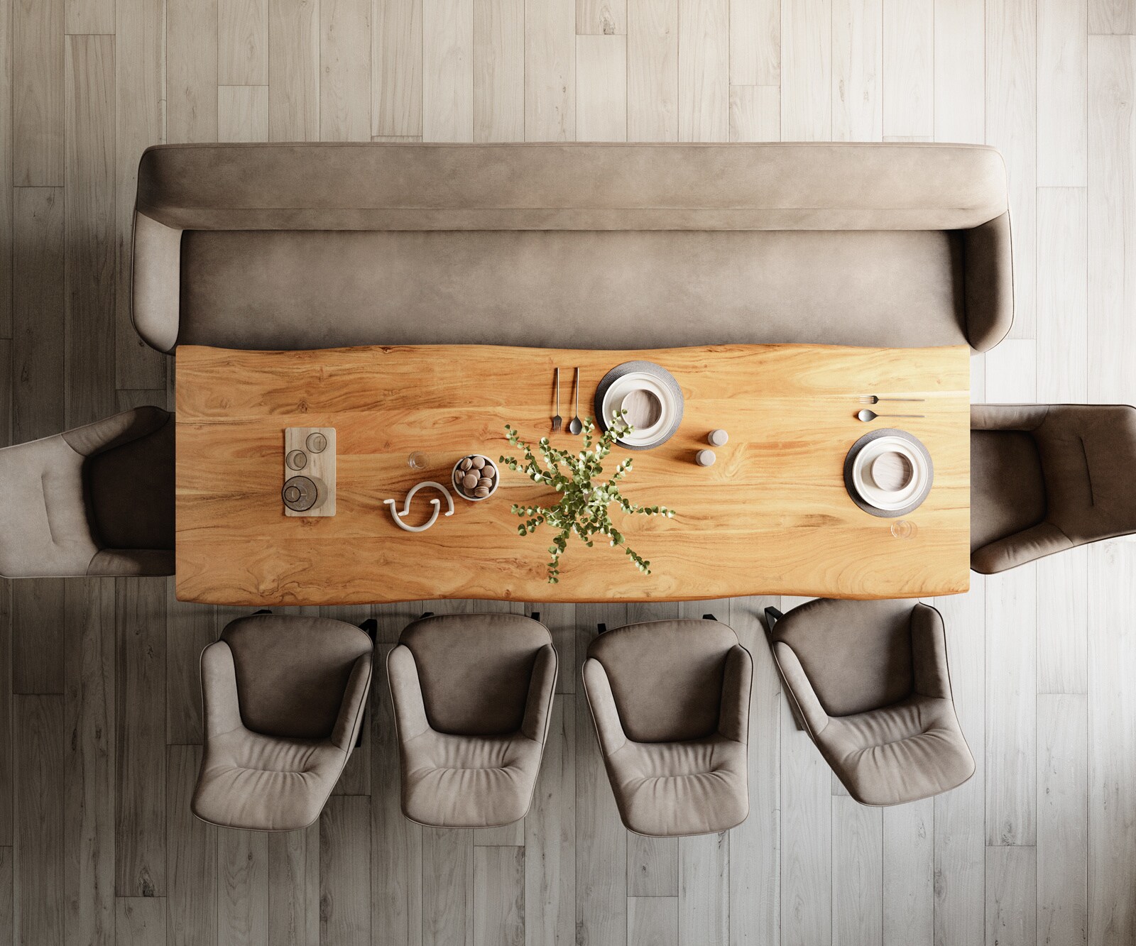 Banc-de-salle-à-manger Taya-Flex 300 cm microfibre taupe vintage châssis à patins plat noir ressort ensaché 5