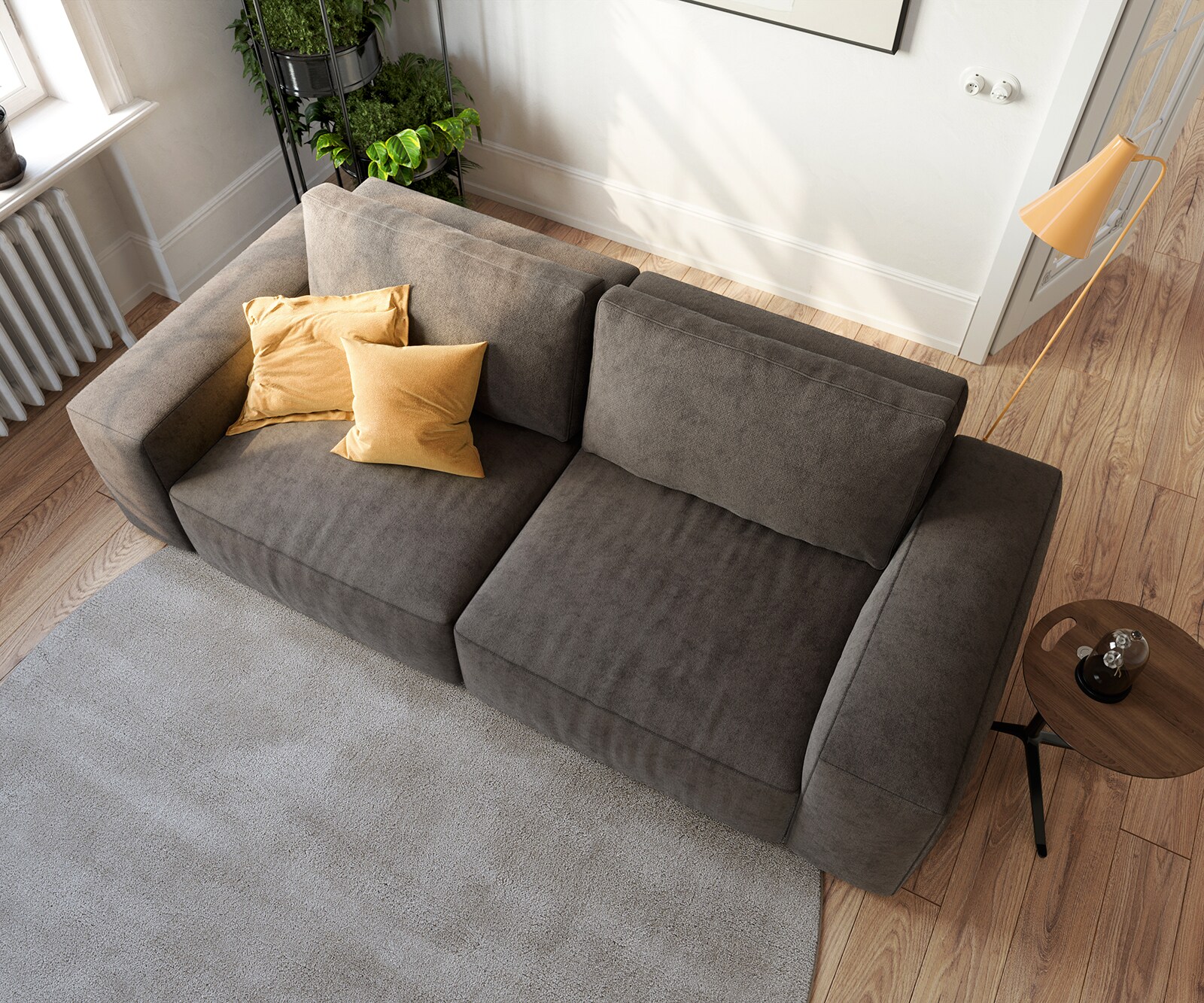 Big canapé Lanzo 230x95 cm microfibre brun kaki 5