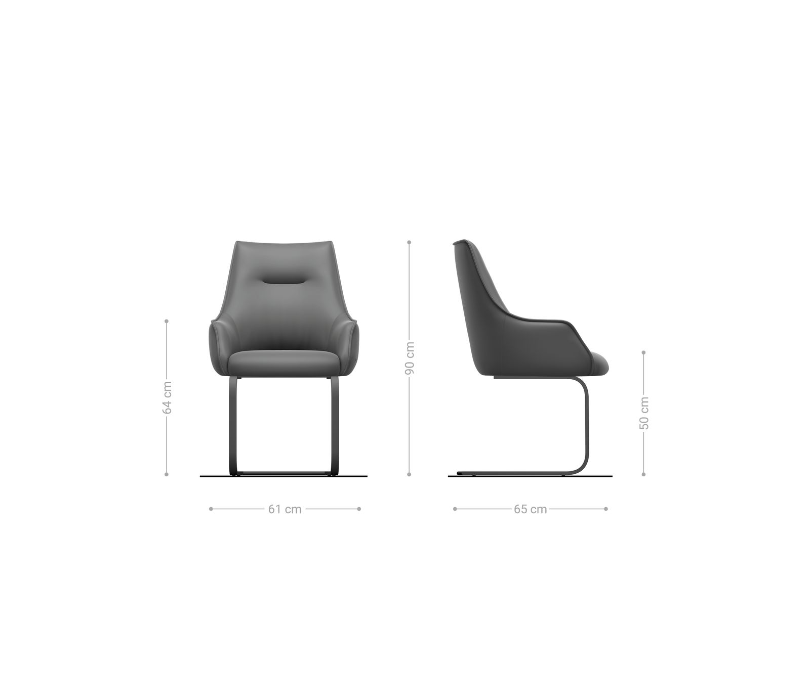 Freischwinger Alja-Flex mit Armlehnen Strukturstoff Soft Grau Freischwinger flach Graphit Taschenfederkern 5