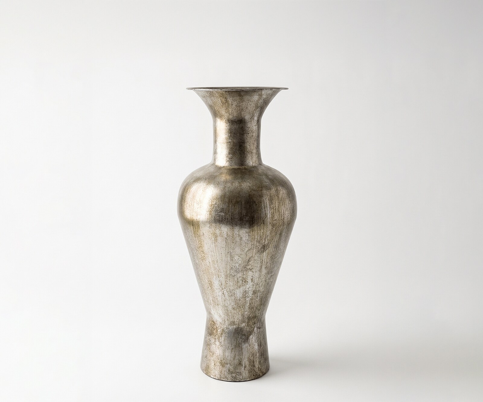 Vase Medora l25 x P25 x H60 cm Métal Platin Aurum Fait main