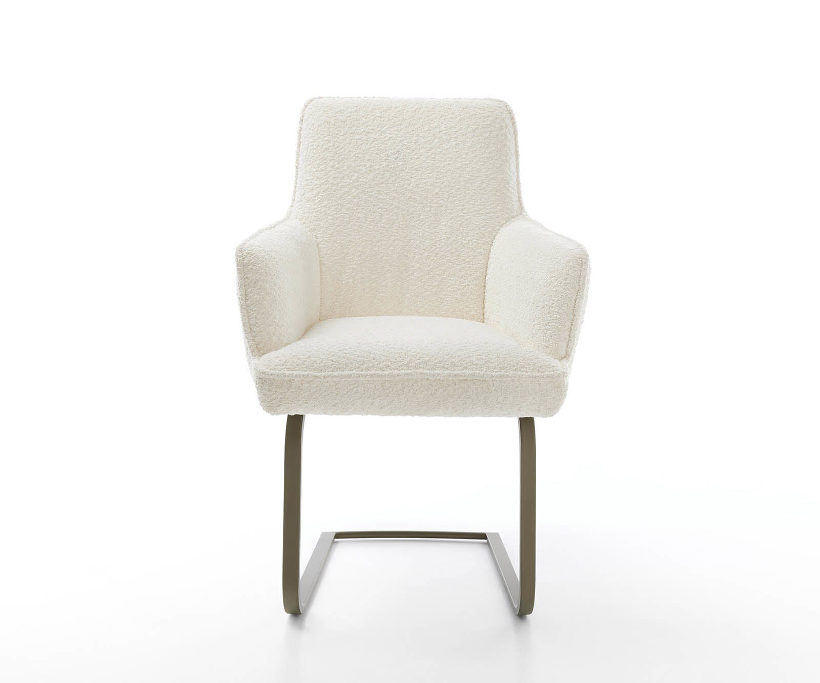 Cantilever Heira-Flex avec accoudoirs bouclé blanc pied cantilever plat aspect titane ressorts ensachés 2