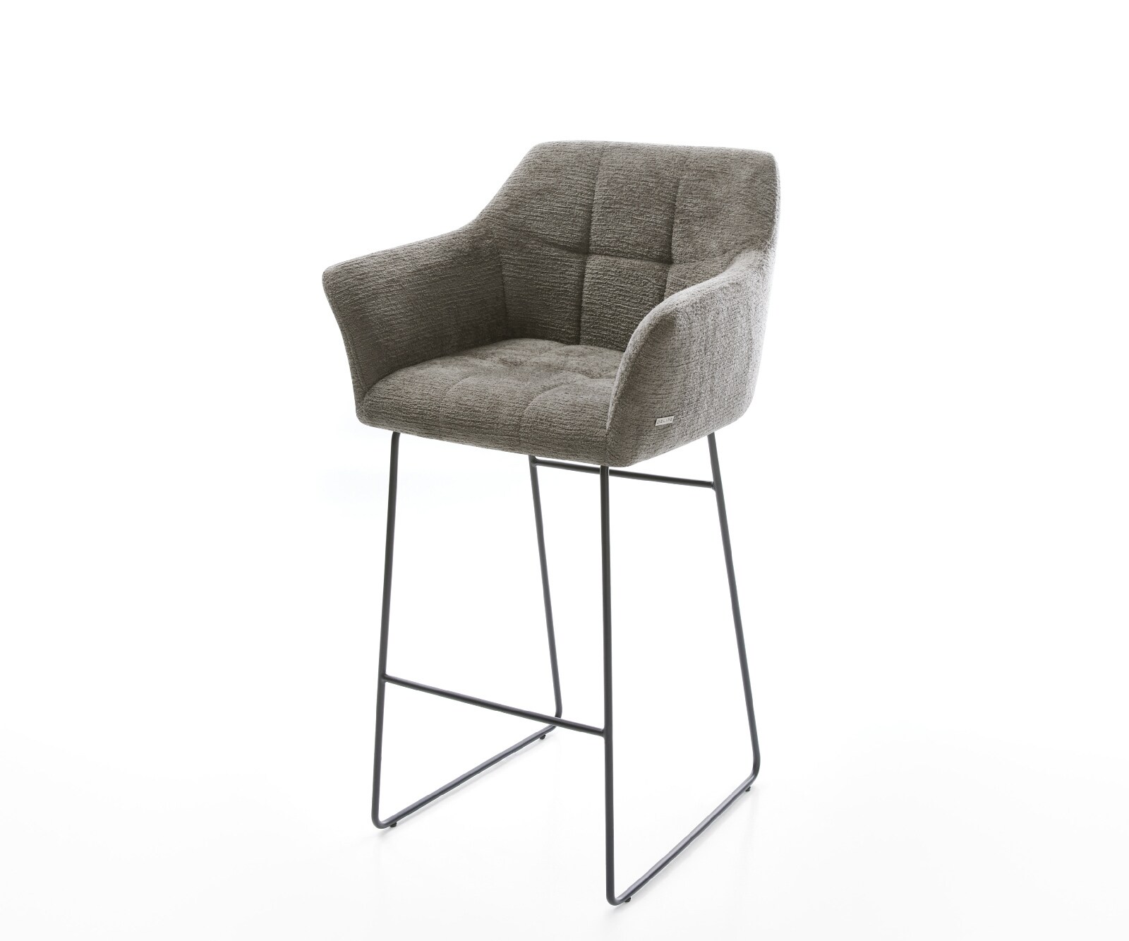 Chaise-de-bar Yulo-Flex Bouclé doux Boue Pied trapèze noir Noir