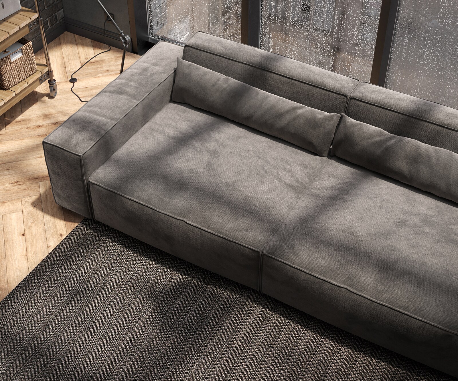 Big-Sofa Sirpio XL 270x130 cm Mikrofaser Khakibraun 6