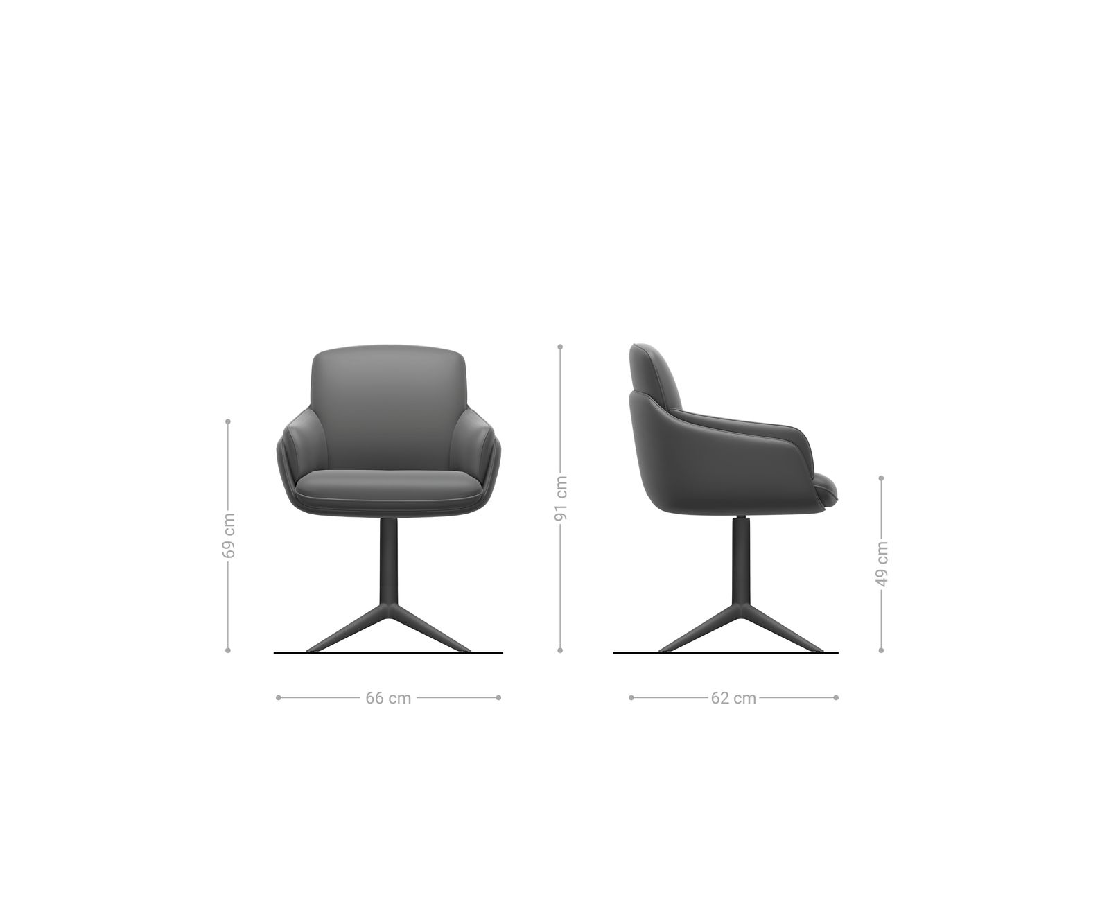 Drehstuhl Luan-Flex mit Armlehnen Chenille Rost Fußkreuz Effektfinish Titan 360° drehbar Wippfunktion 6