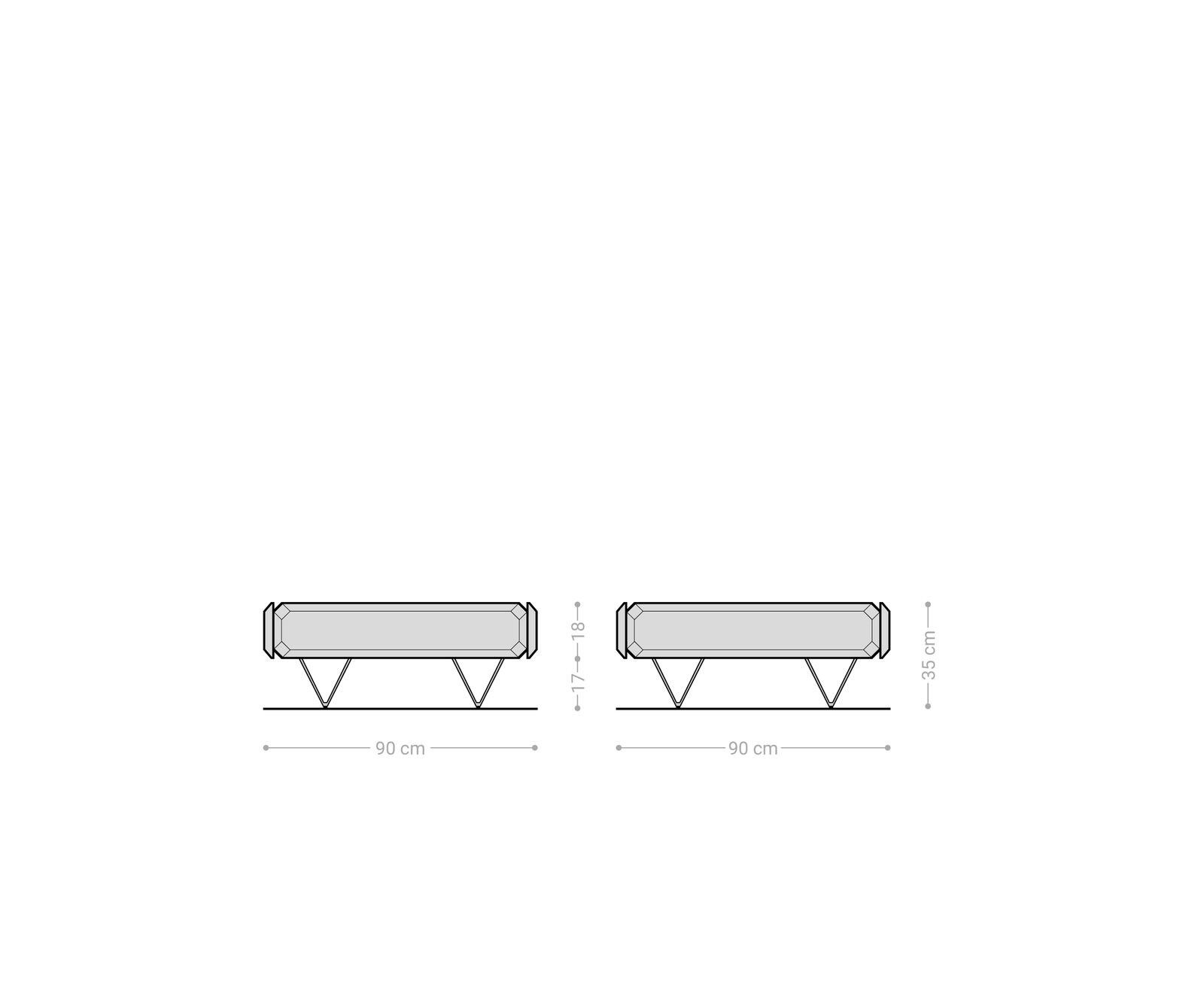 Couchtisch Kiano 90x90 cm Akazie Natur 2 Schübe V-Fuß Schwarz 8