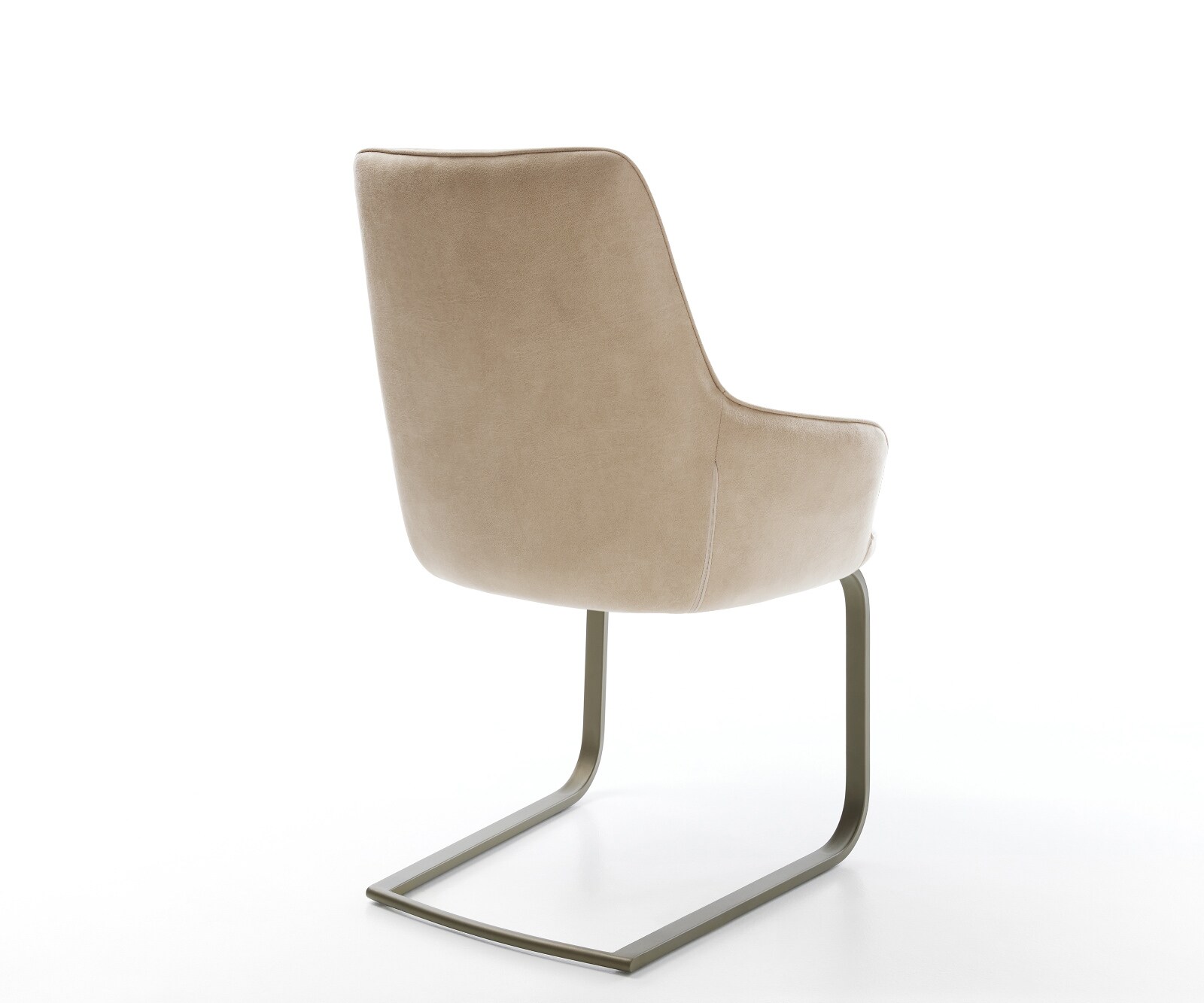Cantilever Zelia-Flex avec accoudoirs microfibre beige vintage pied cantilever plat aspect titane ressorts ensachés 5
