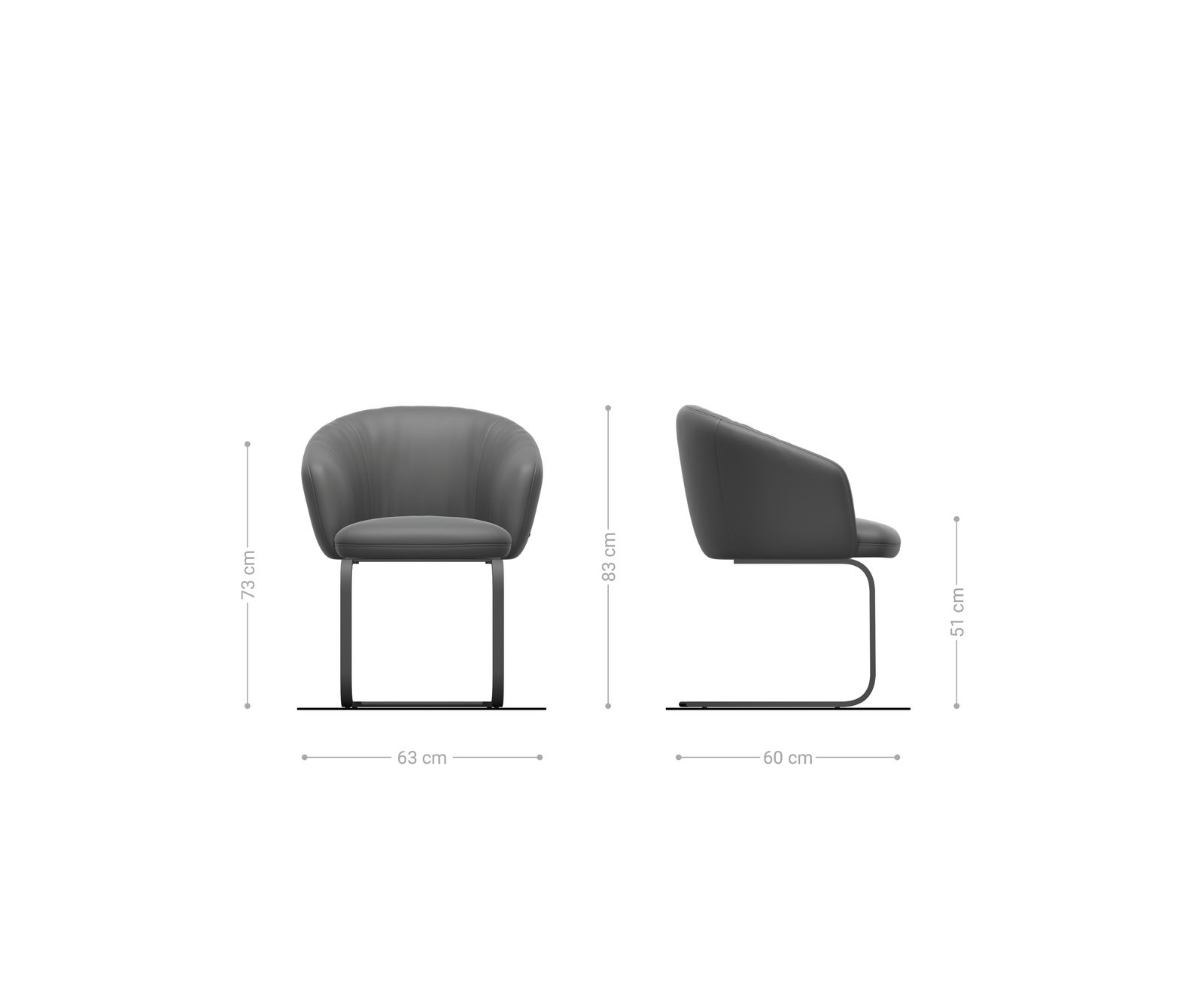 Cantilever Caja-Flex avec accoudoirs bouclé gris argenté pied cantilever plat acier inoxydable brossé ressorts ensachés 6