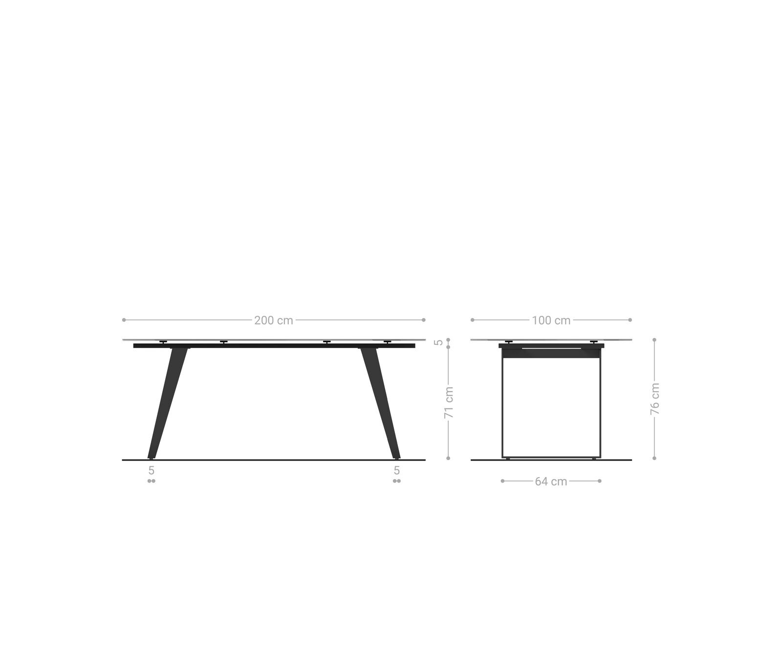 Table à manger Edge 200x100 céramique Laminam® Onice Oro ​acier inoxydable incliné 7