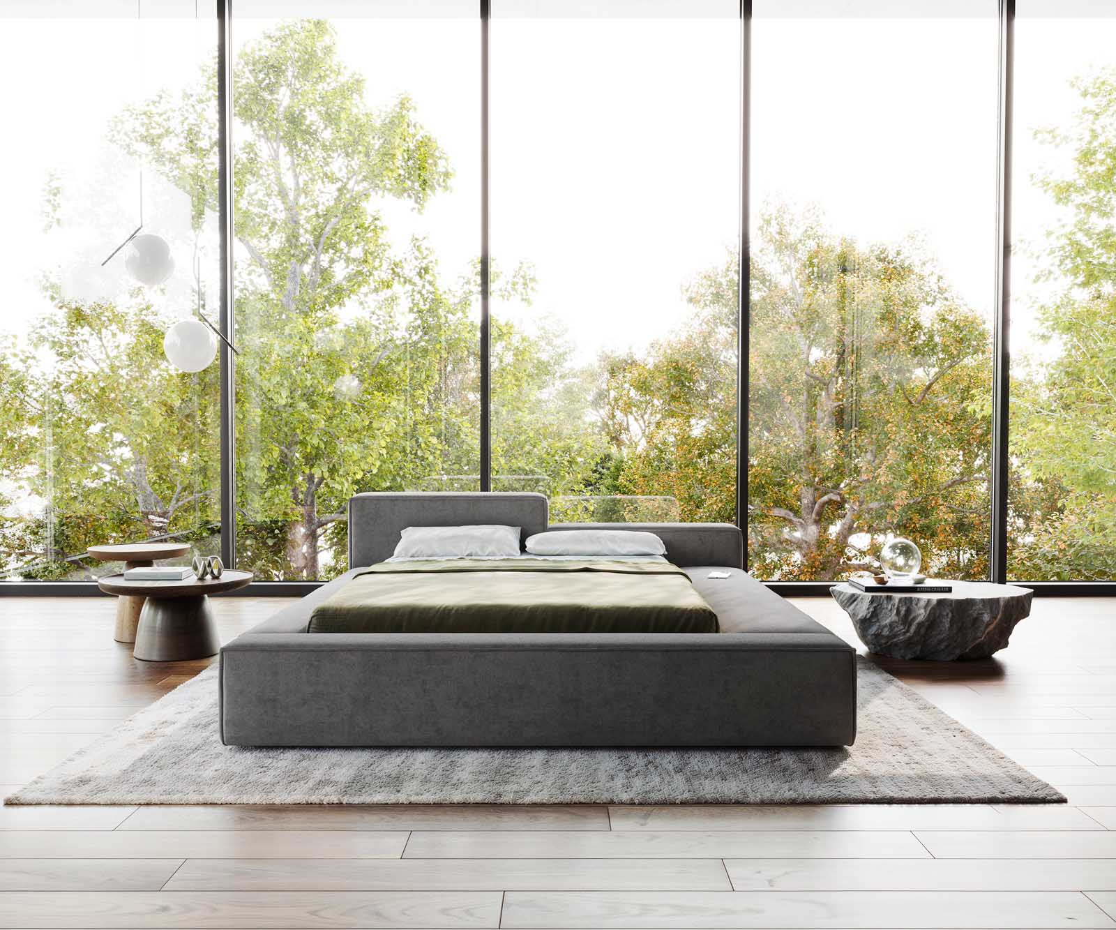 Polsterbettgestell Kalinea 140x200 cm Mikrofaser Grau 1 Polsterbettgestell Kalinea 140x200 cm Mikrofaser Grau 1