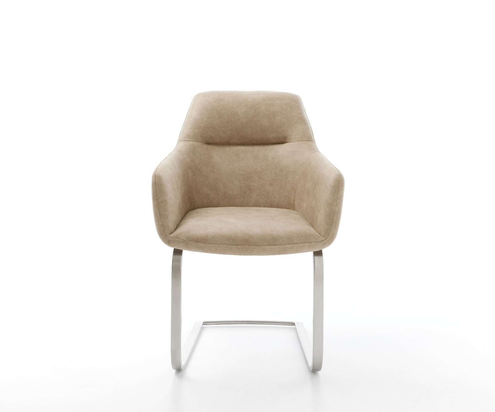 Freischwinger Pejo-Flex Mikrofaser Beige Vintage Freischwinger flach Edelstahl Taschenfederkern 2