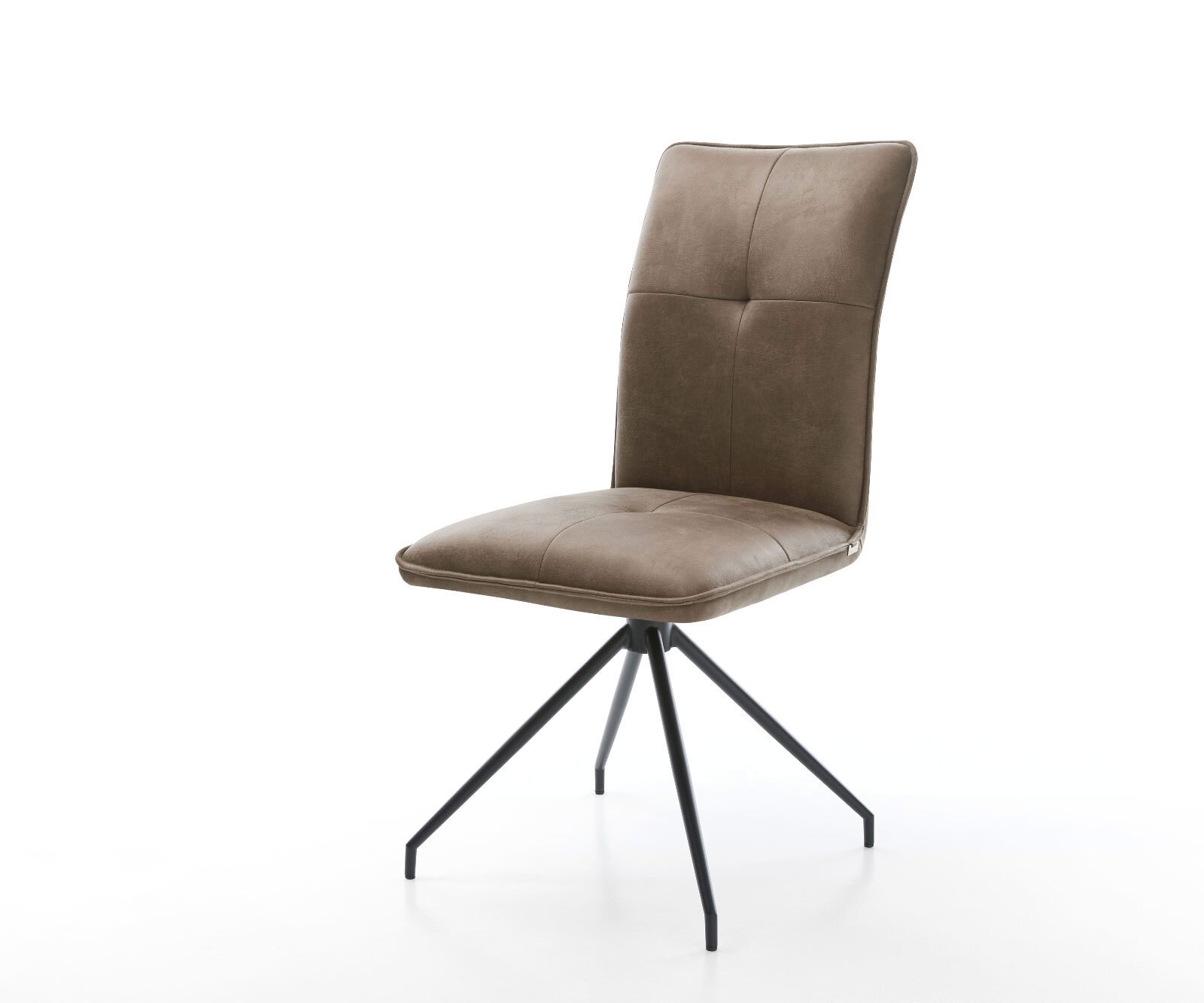 Chaise-pivotante Maddy-Flex taupe vintage cadre croisé conique noir pivote sur 180° ressorts ondulés