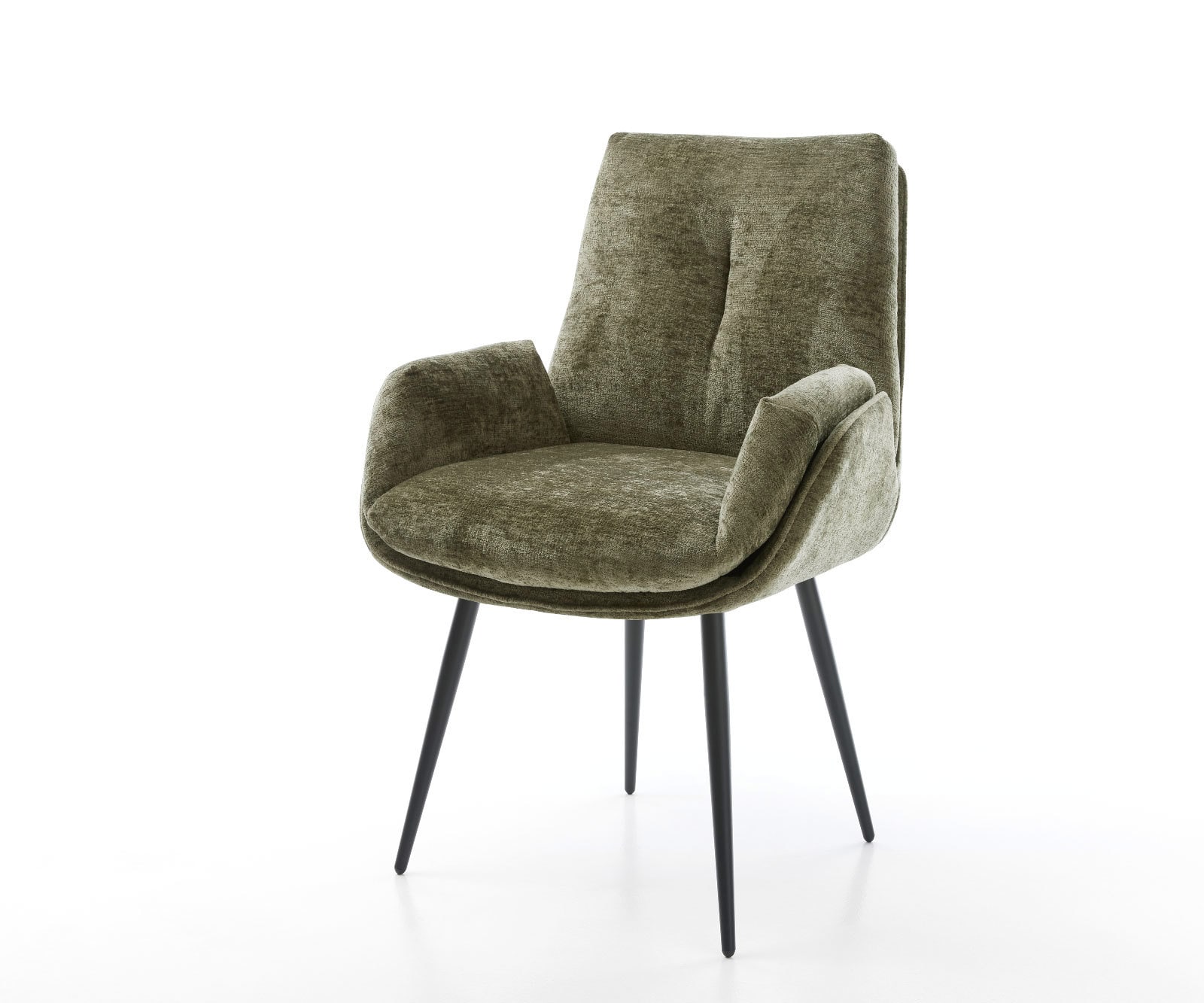 Esszimmerstuhl Clea-Flex Chenille Olive 4-Fuß konisch Schwarz Esszimmerstuhl Clea-Flex Chenille Olive 4-Fuß konisch Schwarz