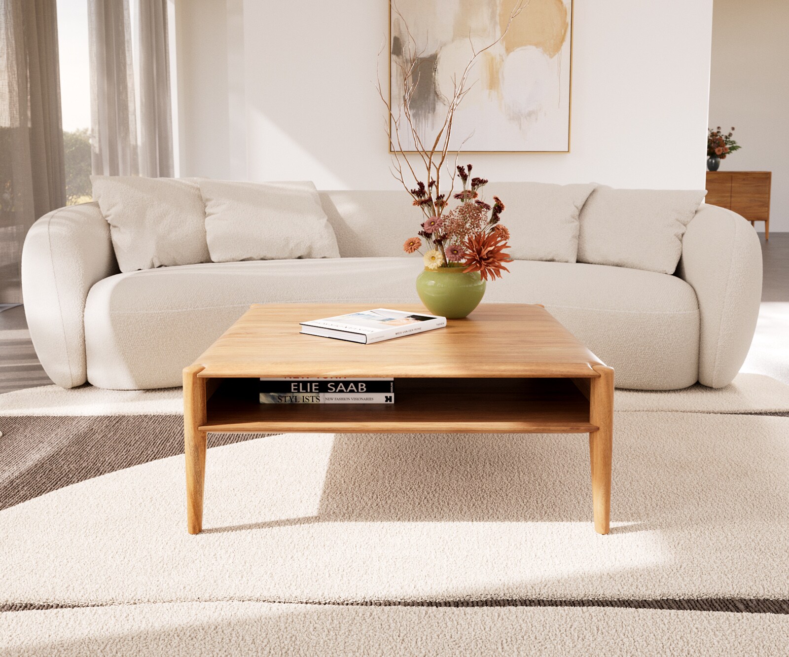 Couchtisch Simcha 90x90 cm Akazie Natur 1 Fach 1
