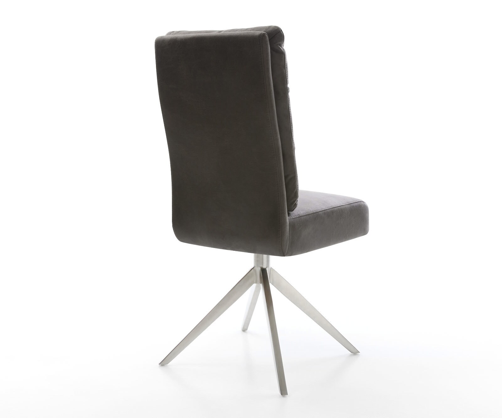 Chaise-pivotante Pela-Flex microvelours anthracite vintage pied croisé large acier inoxydable brossé pivotement sur 360° fonction bascule ressorts ensachés 4
