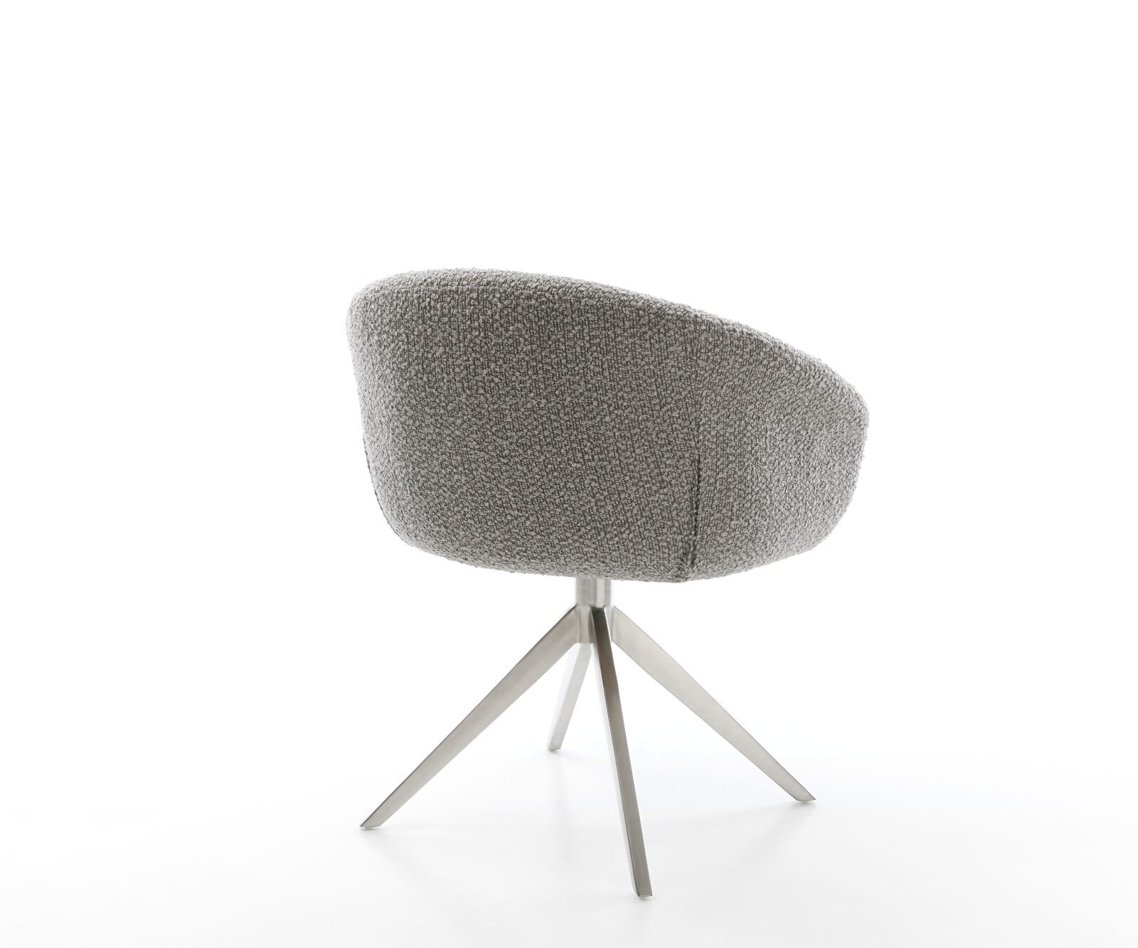 Chaise-pivotante Vinka-Flex bouclé gris argenté pied croisé large acier inoxydable brossé pivotement sur 360° fonction bascule ressorts ensachés 4
