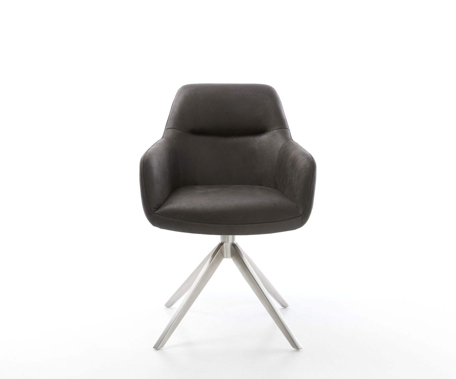 Chaise-pivotante Pejo-Flex microvelours anthracite vintage pied croisé large acier inoxydable brossé pivotement sur 360° fonction bascule ressorts ensachés 1