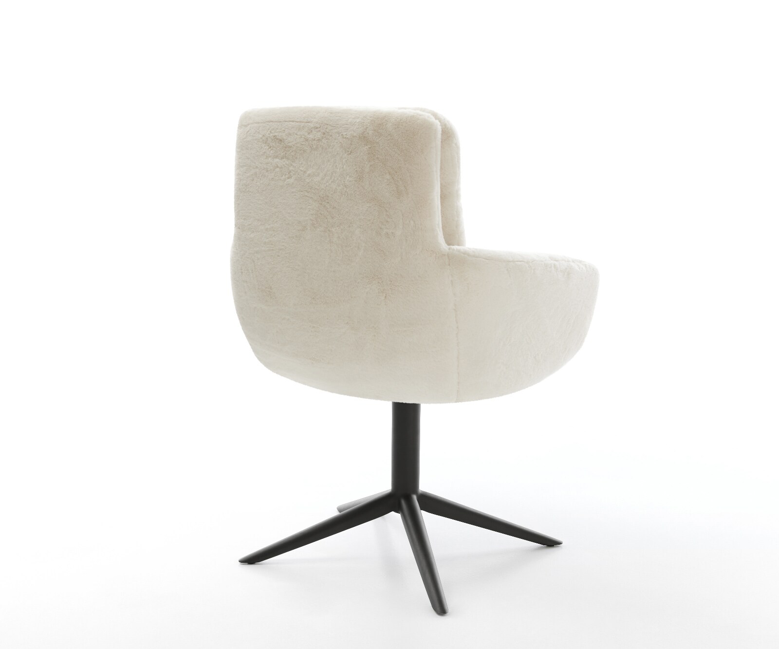 Chaise-pivotante Abelia-Flex avec accoudoirs peluche crème-blanc pied de chaise 4 branches noir pivotement sur 360° fonction bascule 4