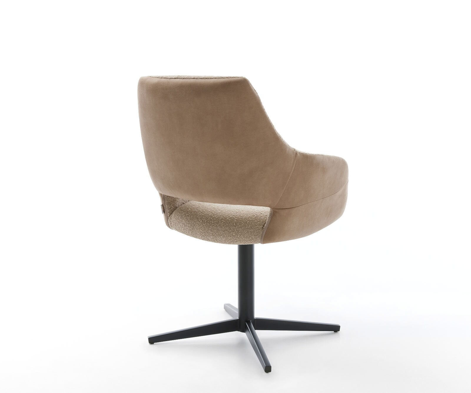 Chaise-pivotante Yago-Flex avec accoudoirs tissu mixte couleur boue pied de chaise 4 branches noir pivotement sur 360° ressorts ensachés 4