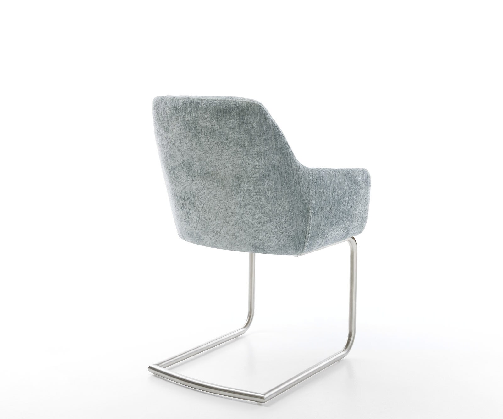 Cantilever Pejo-Flex chenille bleu pastel pied cantilever rond acier inoxydable brossé ressorts ensachés 5