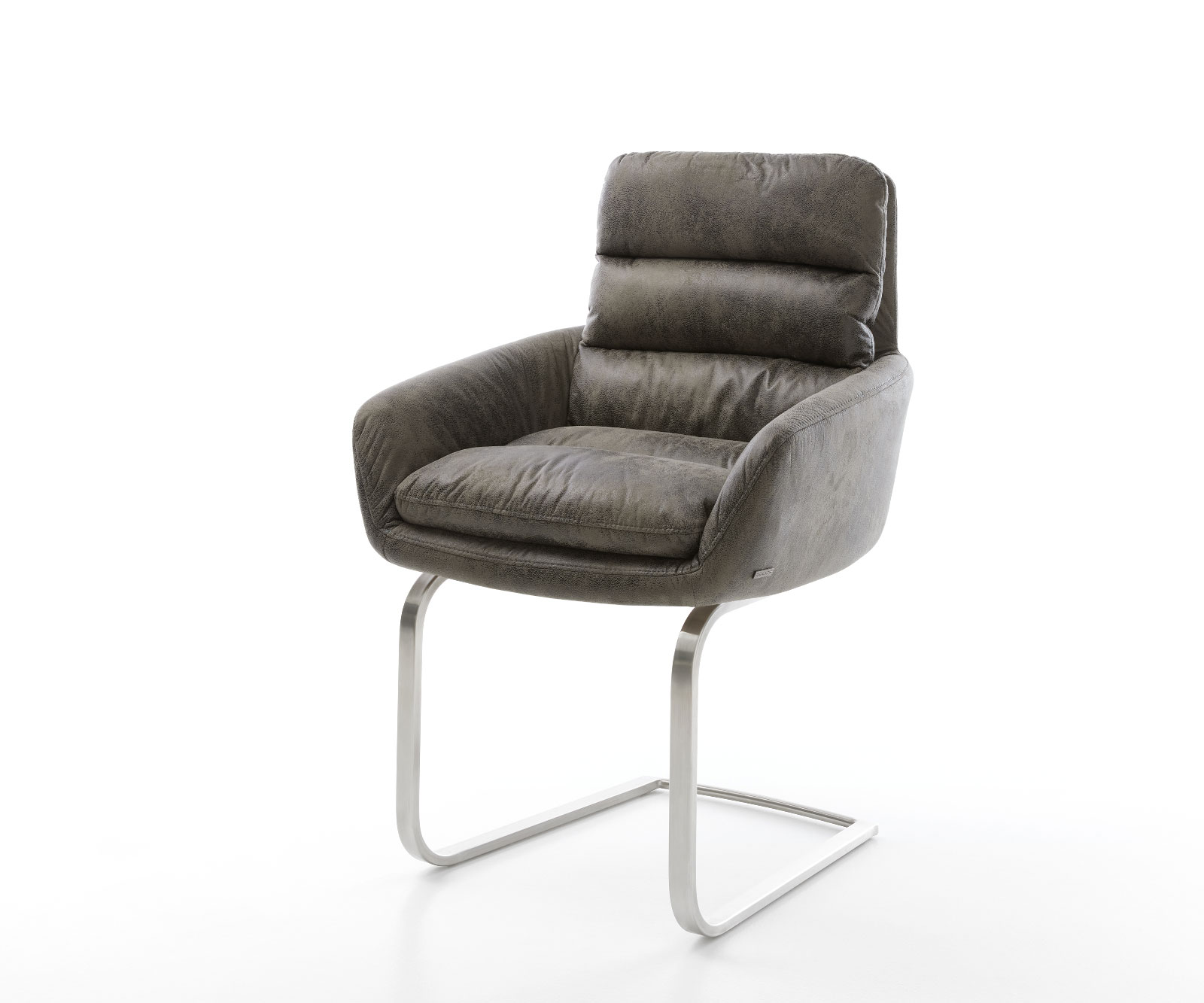 Schwingstuhl Abelia-Flex mit Armlehnen Grau Antik Freischwinger flach Edelstahl