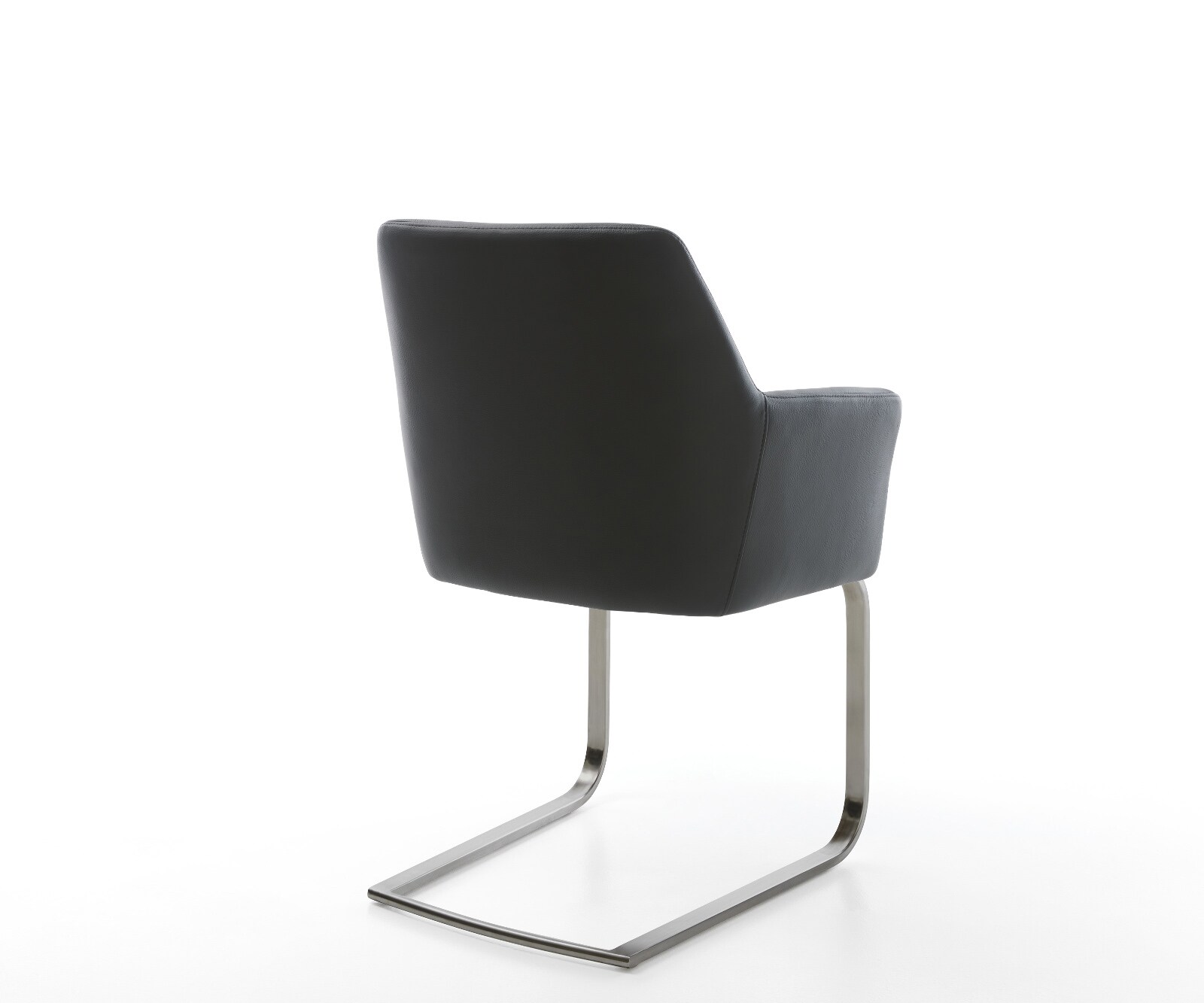Cantilever Xana-Flex avec accoudoirs cuir de vache noir pied cantilever plat grafiete ressorts ensachés 4