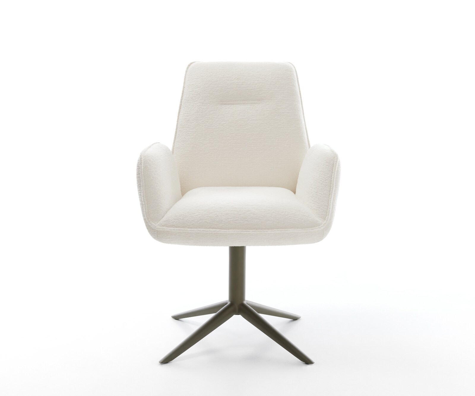 Chaise-pivotante Zoa-Flex bouclé doux beige pied de chaise 4 branches aspect titane pivotement sur 360° fonction bascule resorts ensachés 1