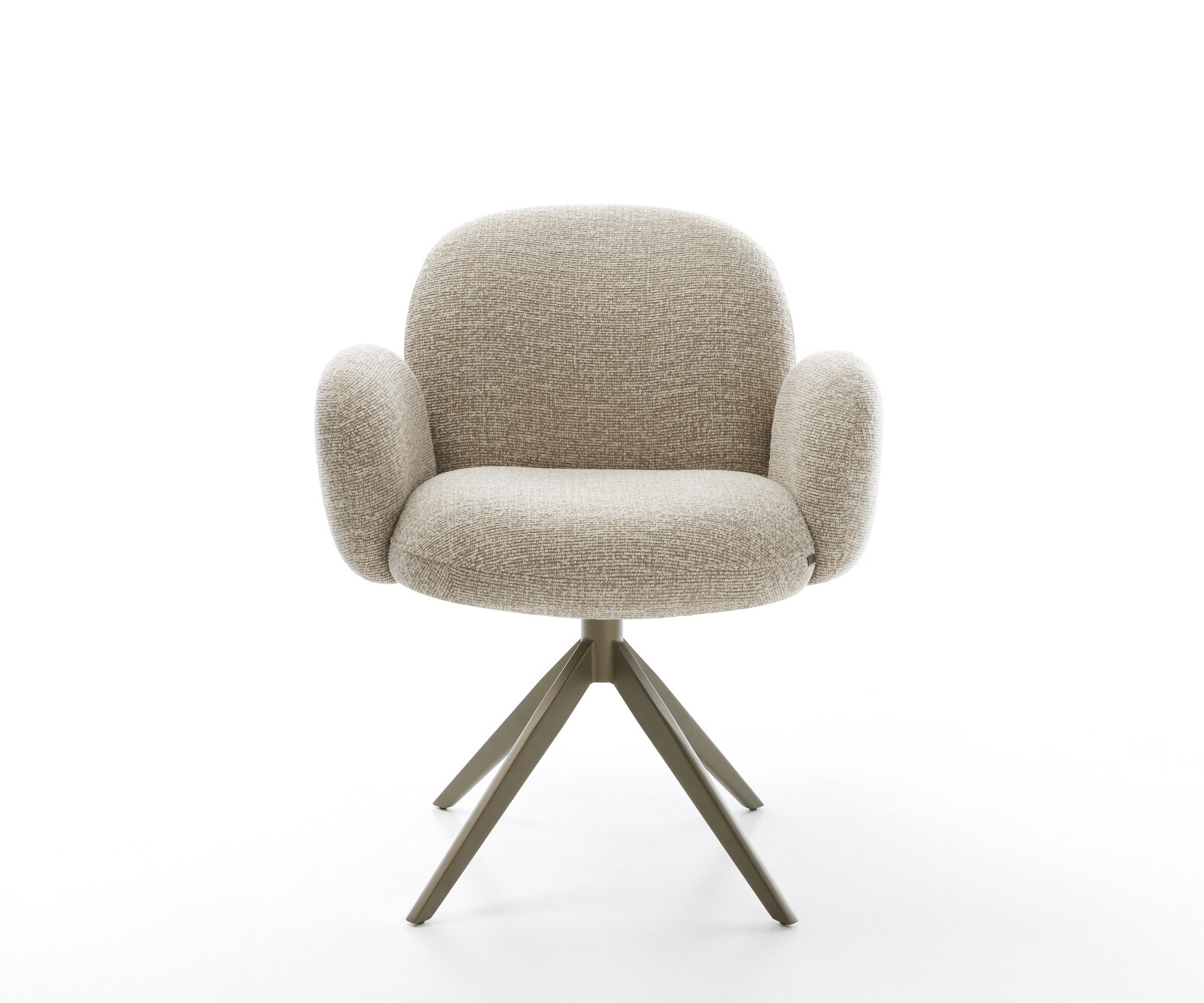 Drehstuhl Nube-Flex mit Armlehnen Webstoff Soft Beige Kreuzgestell breit Effektfinish Titan 360° drehbar Wippfunktion Taschenfederkern 1