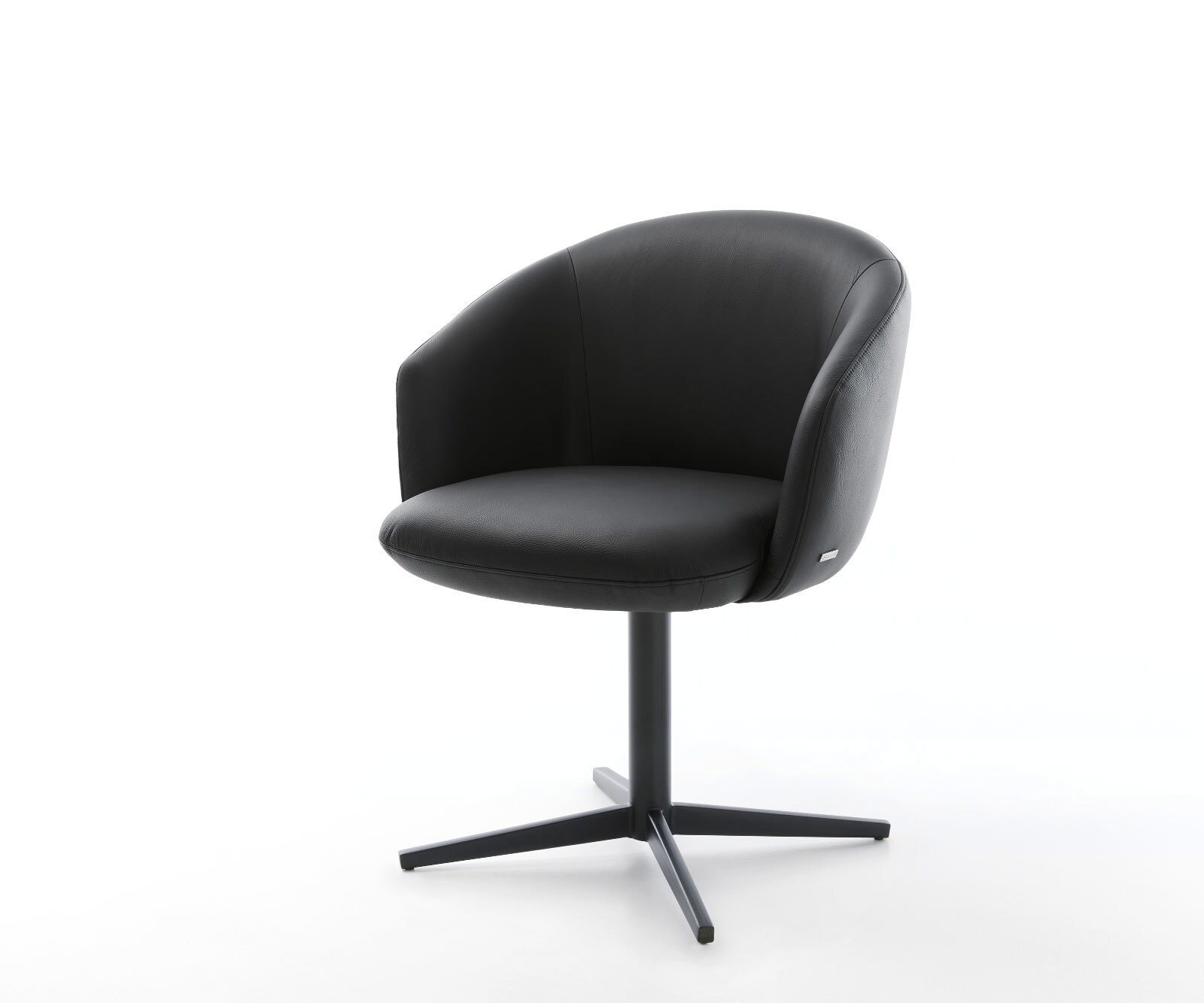 Chaise-pivotante Caja-Flex avec accoudoirs cuir de vache noir pied de chaise 4 branches noir pivotement sur 360° ressorts ensachés 1