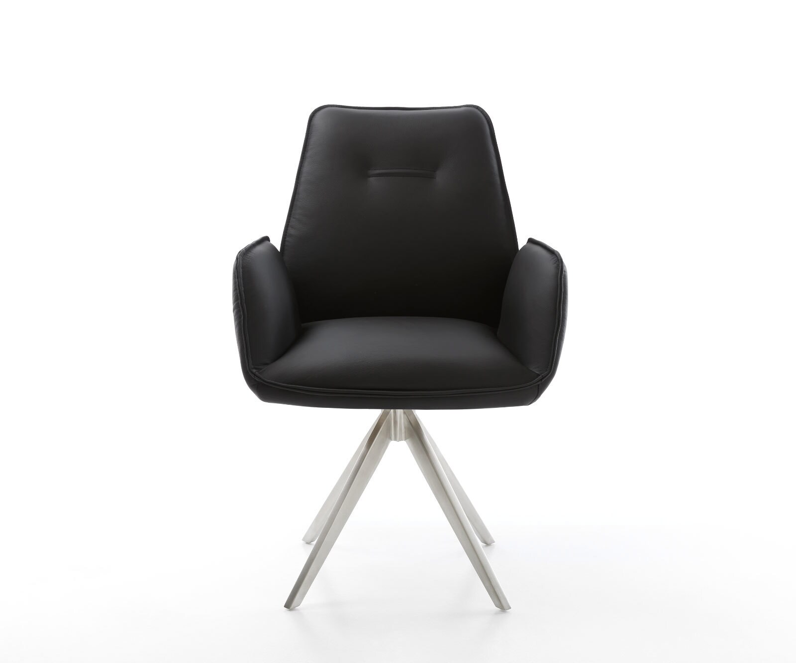 Esszimmerstuhl Zoa-Flex Echt-Leder Schwarz Kreuzgestell kantig Edelstahl Taschenfederkern 1 Esszimmerstuhl Zoa-Flex Echt-Leder Schwarz Kreuzgestell kantig Edelstahl Taschenfederkern 1