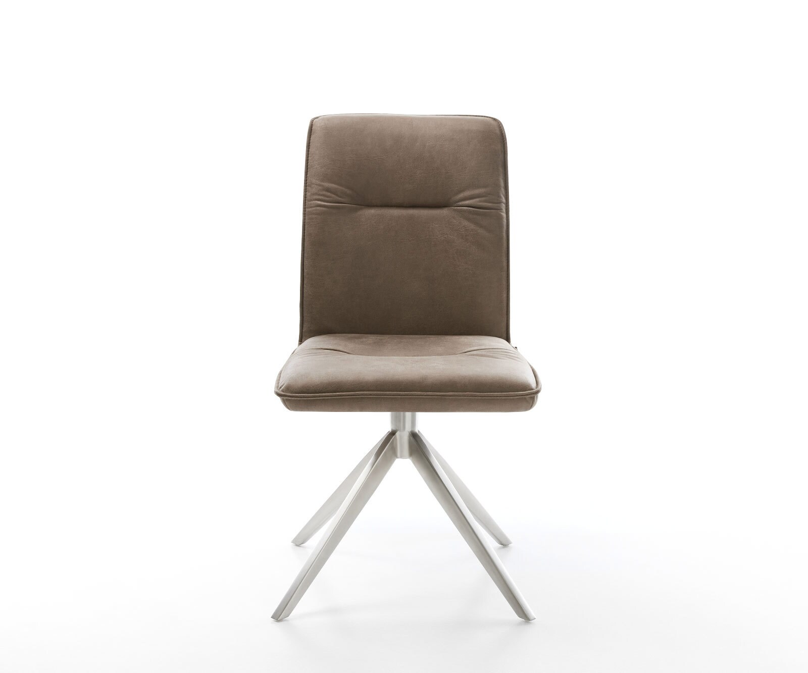 Drehstuhl Vinjo-Flex Mikrofaser Taupe Vintage Kreuzgestell breit Edelstahl 360° drehbar Wippfunktion 1