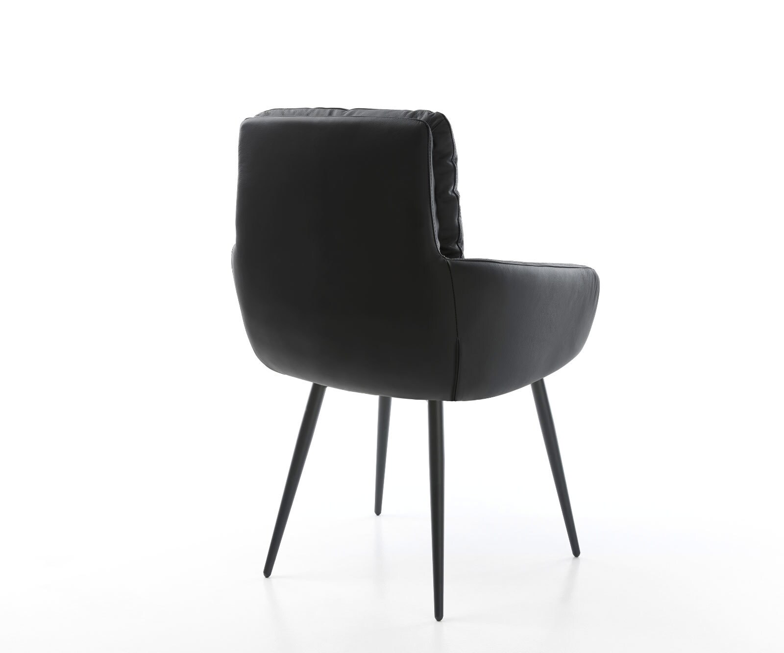 Esszimmerstuhl Abelia-Flex mit Armlehnen Echt-Leder Schwarz 4-Fuß konisch Schwarz 4 Esszimmerstuhl Abelia-Flex mit Armlehnen Echt-Leder Schwarz 4-Fuß konisch Schwarz 4