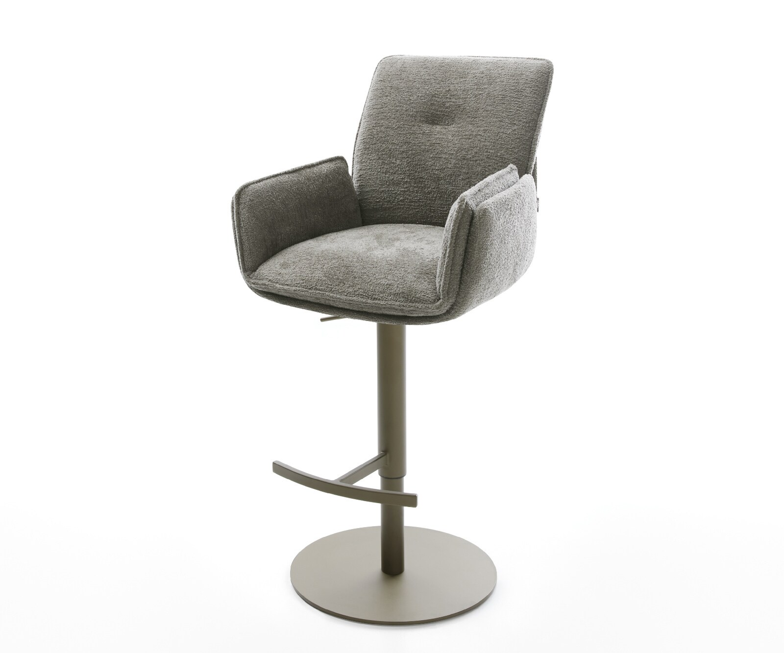 Chaise-de-bar Nela-Flex Bouclé doux Boue Pied pivotant réglable en hauteur couleur titane Couleur titane 1