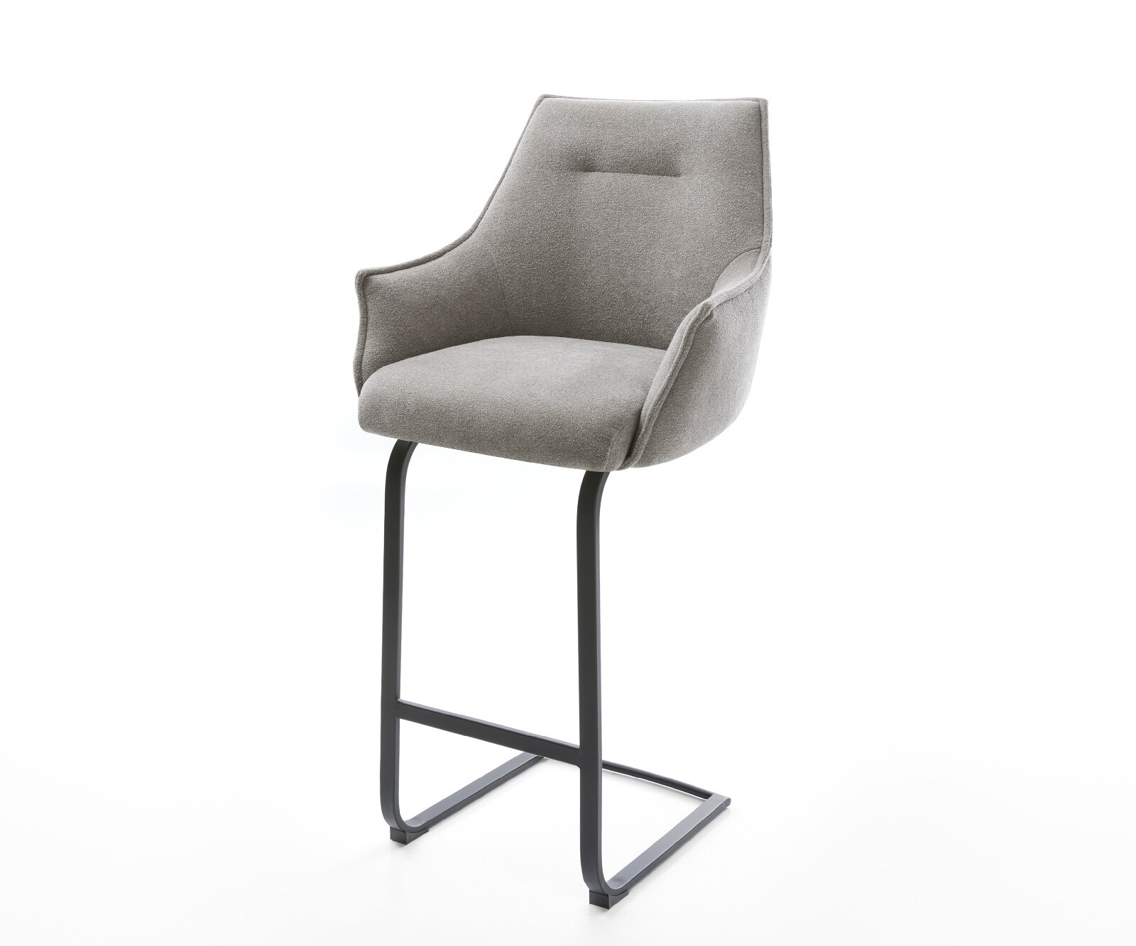 Barstuhl Alja-Flex Strukturstoff Soft Grau Freischwinger Flach Metall Schwarz Taschenfederkern 1