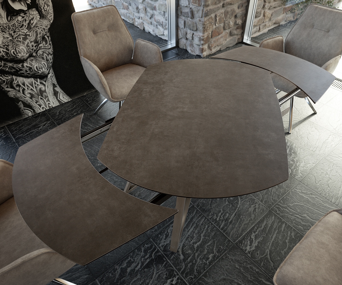 Esstisch Carlow 130/200x95 cm Keramik Braun Edelstahl ausziehbar 4