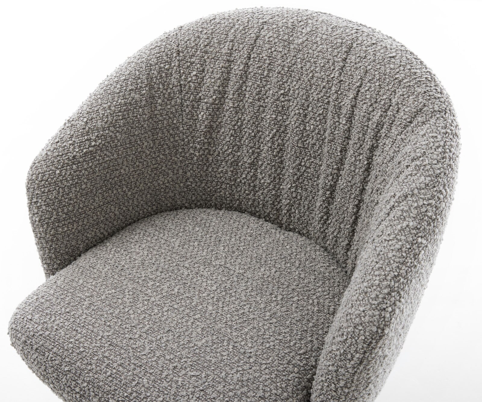 Esszimmerstuhl Caja-Flex mit Armlehnen Bouclé Silbergrau 4-Fuß konisch Schwarz Taschenfederkern 3