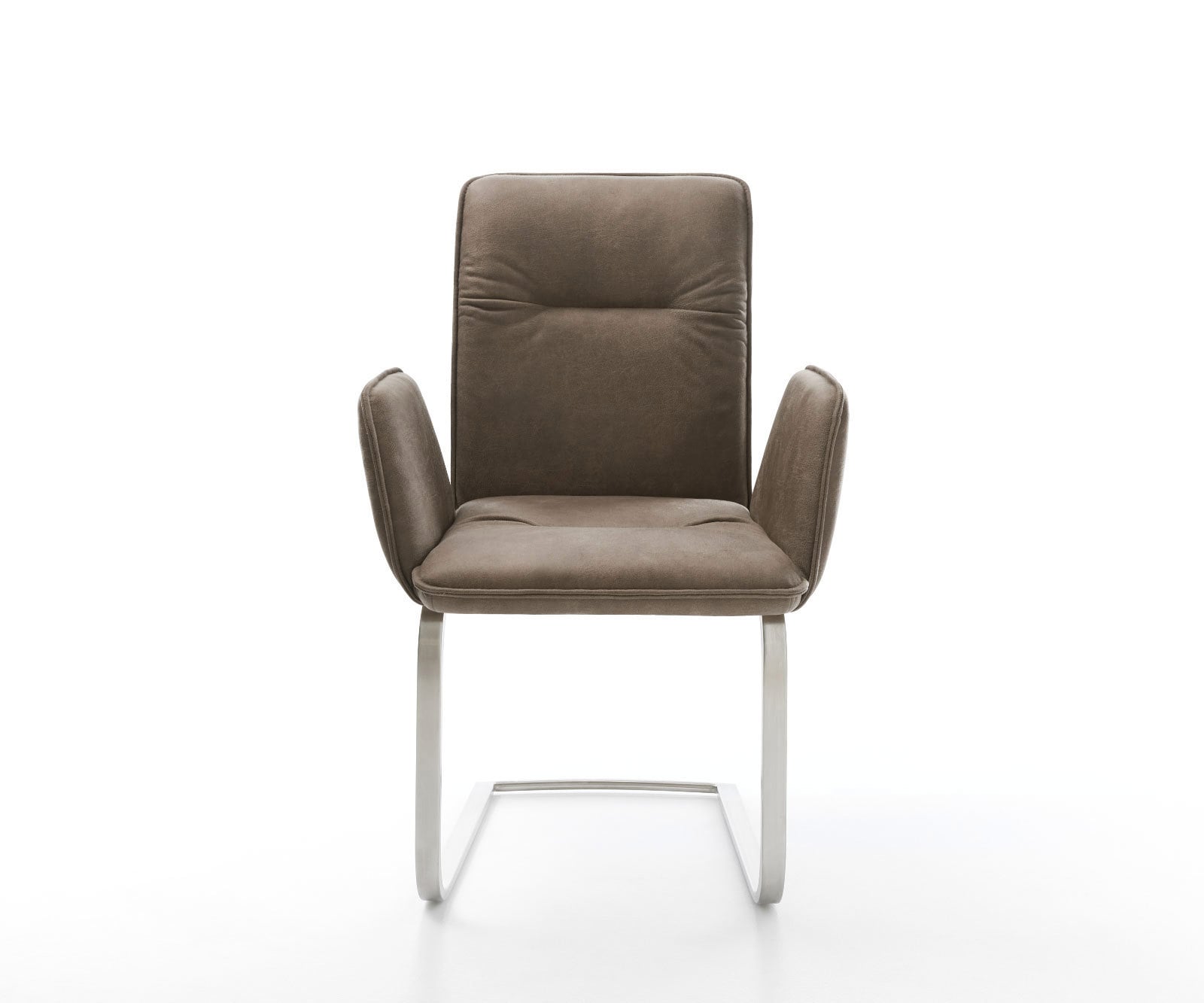 Freischwinger Vinja-Flex Mikrofaser Taupe Vintage Freischwinger flach Edelstahl 2