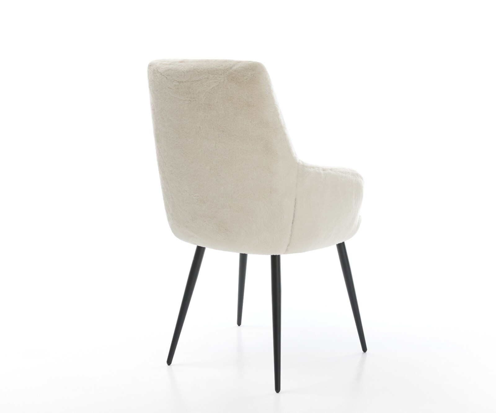 Esszimmerstuhl Zelia-Flex mit Armlehnen Plüsch Creme-Weiß 4-Fuß konisch Schwarz Taschenfederkern 5