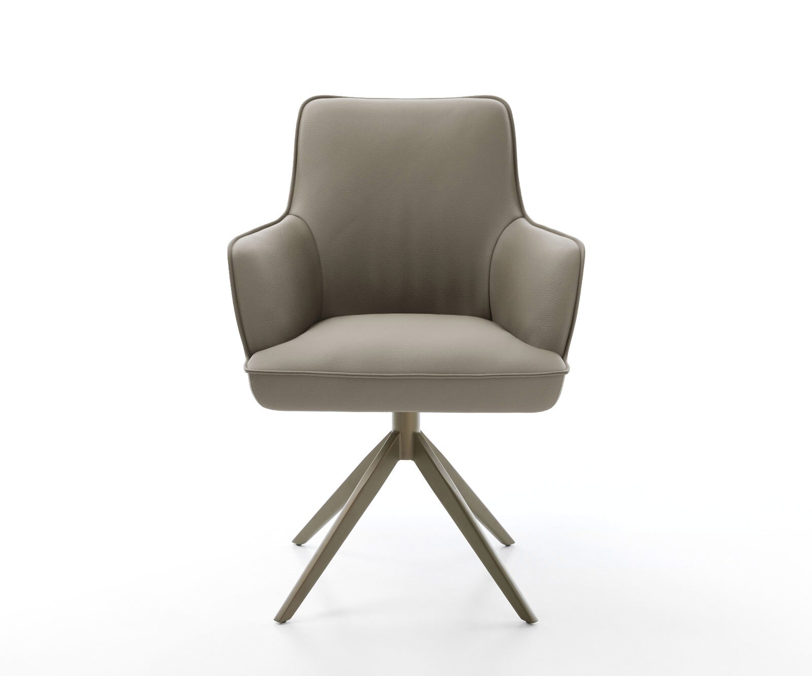 Drehstuhl Heira-Flex mit Armlehnen Echt-Leder Schlamm Kreuzgestell breit Effektfinish Titan 360° drehbar Wippfunktion Taschenfederkern 1