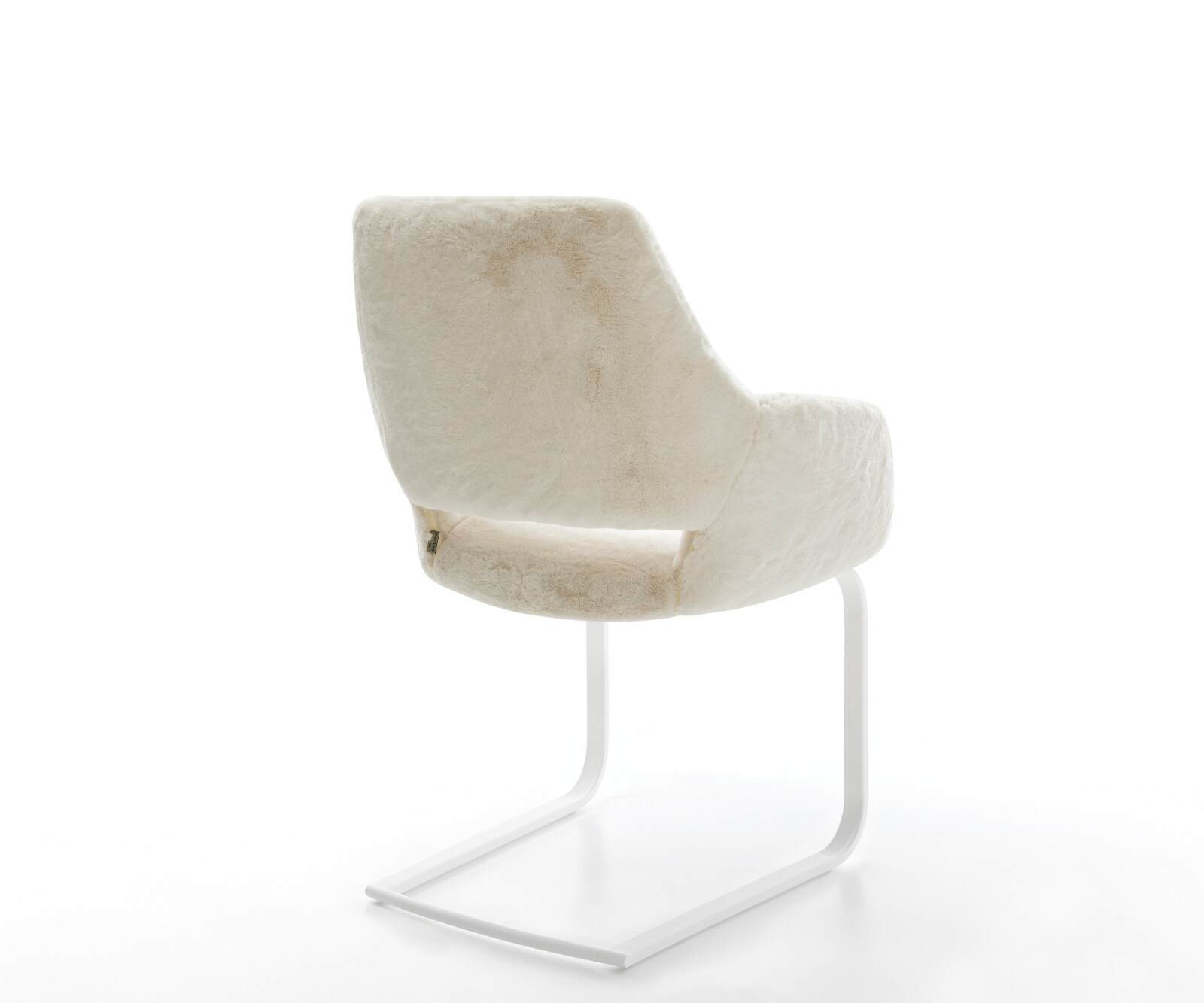 Freischwinger Yago-Flex mit Armlehnen Plüsch Creme-Weiß Freischwinger flach Weiß Taschenfederkern 4