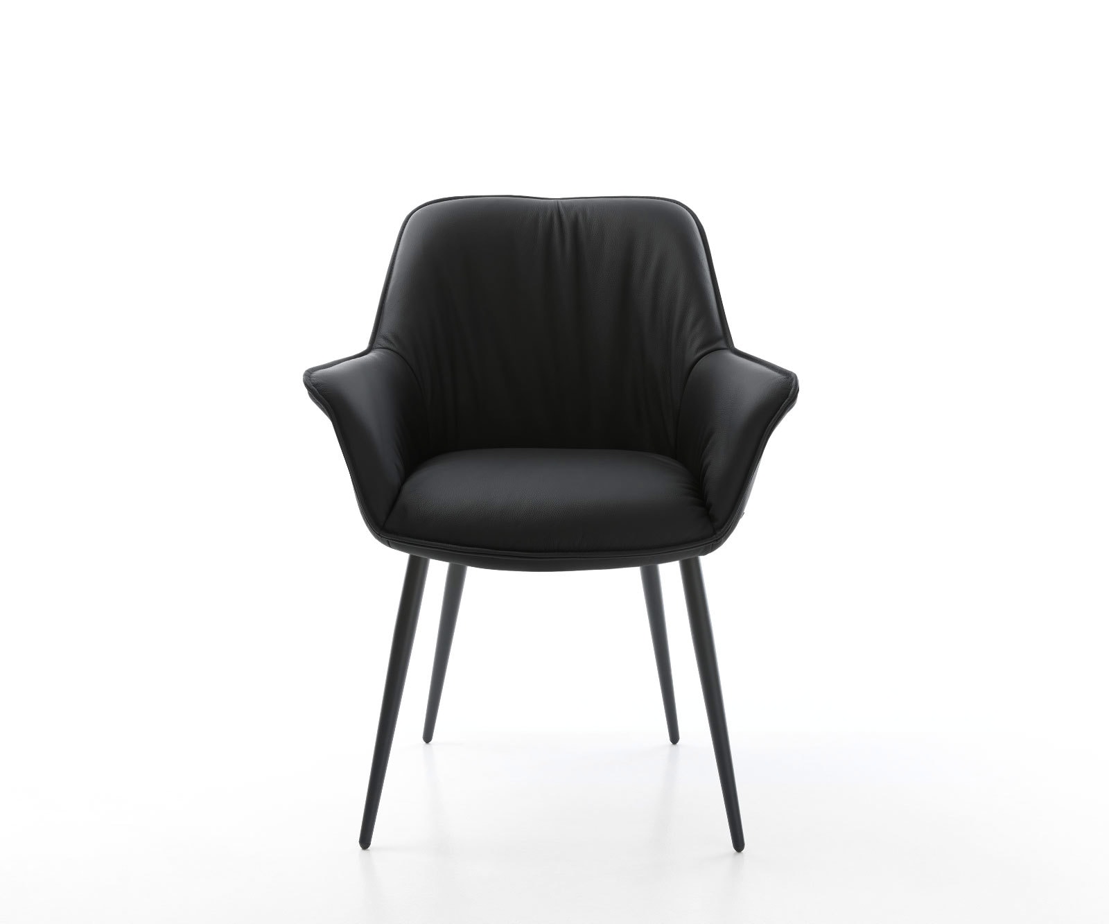 Esszimmerstuhl Keila-Flex mit Armlehnen Echt-Leder Schwarz 4-Fuß konisch Schwarz 2
