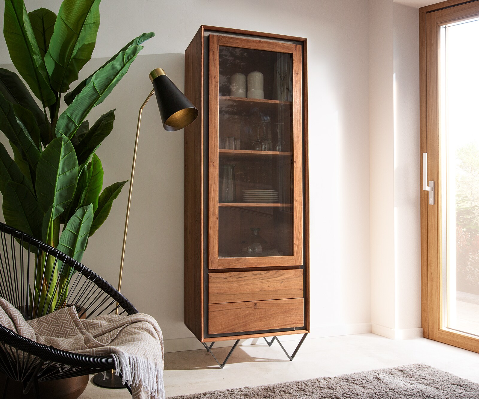 Vitrine Stonegrace Akazie Massivholz Steinfurnier  4 Vitrine Stonegrace Akazie Massivholz Steinfurnier  4