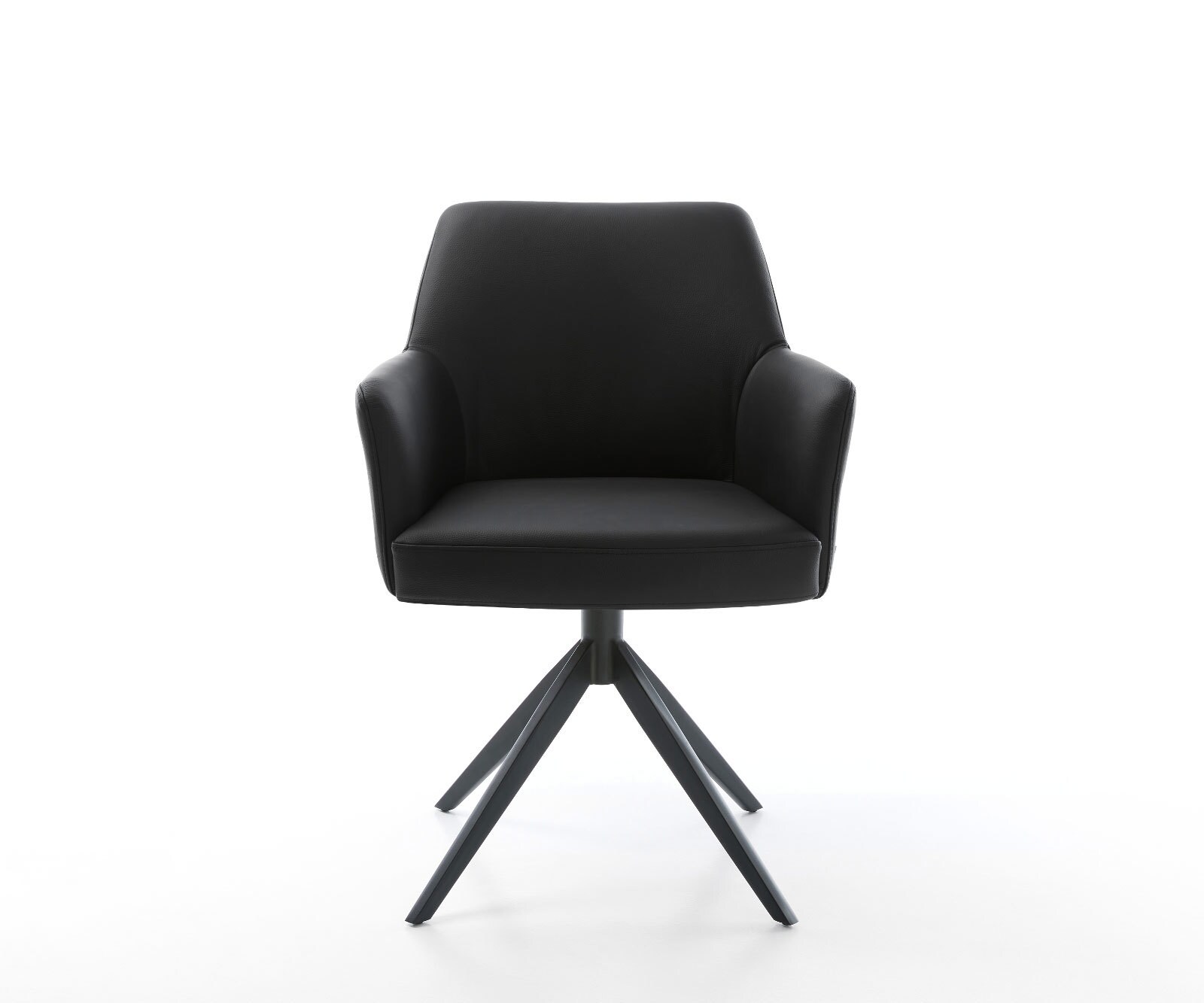 Chaise-pivotante Xana-Flex cuir de vache noir pied croisé large noir pivotement sur 360° fonction bascule ressorts ensachés 1