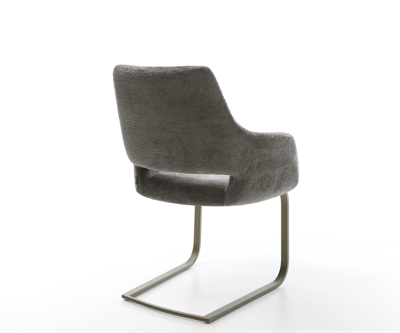 Cantilever Yago-Flex avec accoudoirs bouclé doux couleur boue pied cantilever plat aspect titane resorts ensachés 4