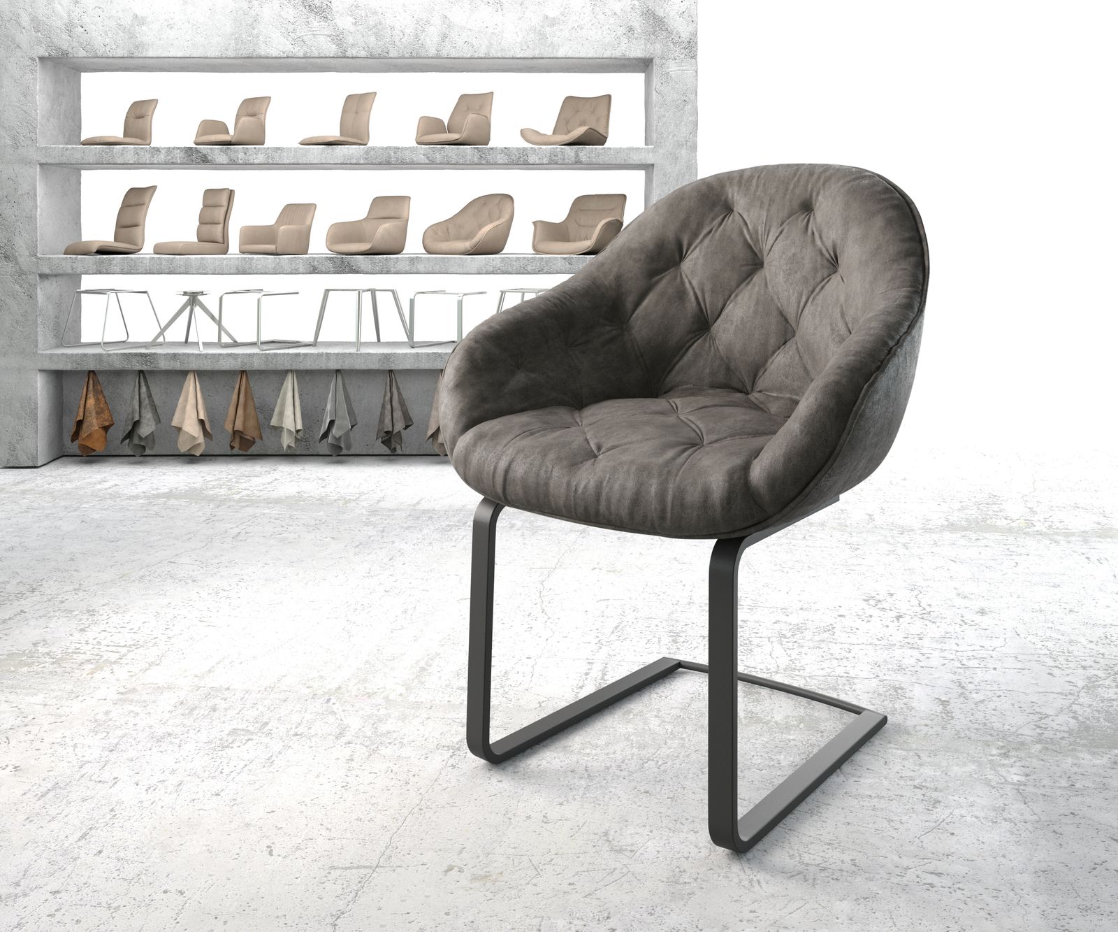 Cantilever Gaio-Flex anthracite vintage cantilever plat noir
