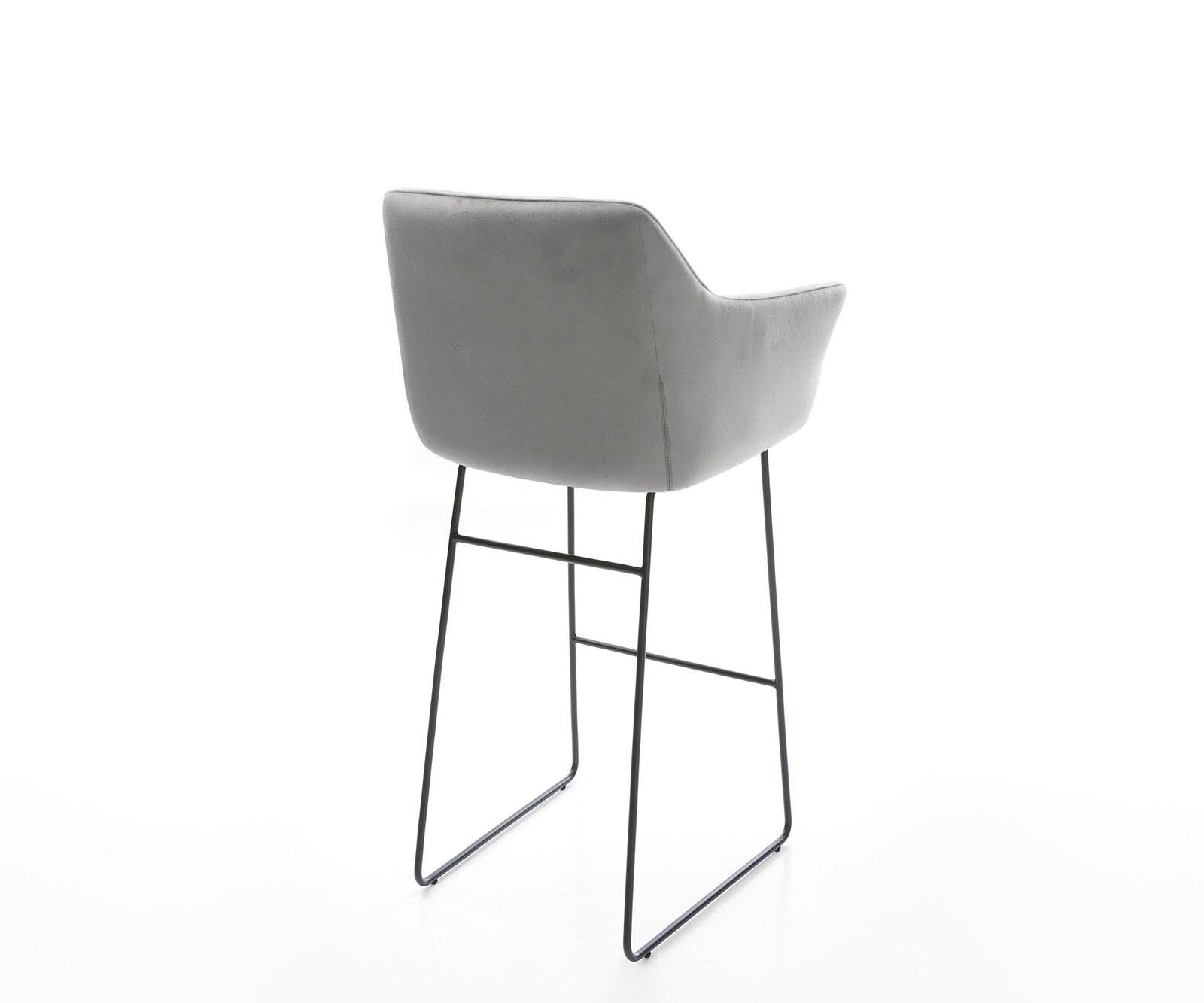 Chaise-de-bar Yulo-Flex velours gris cadre de patins métal 5