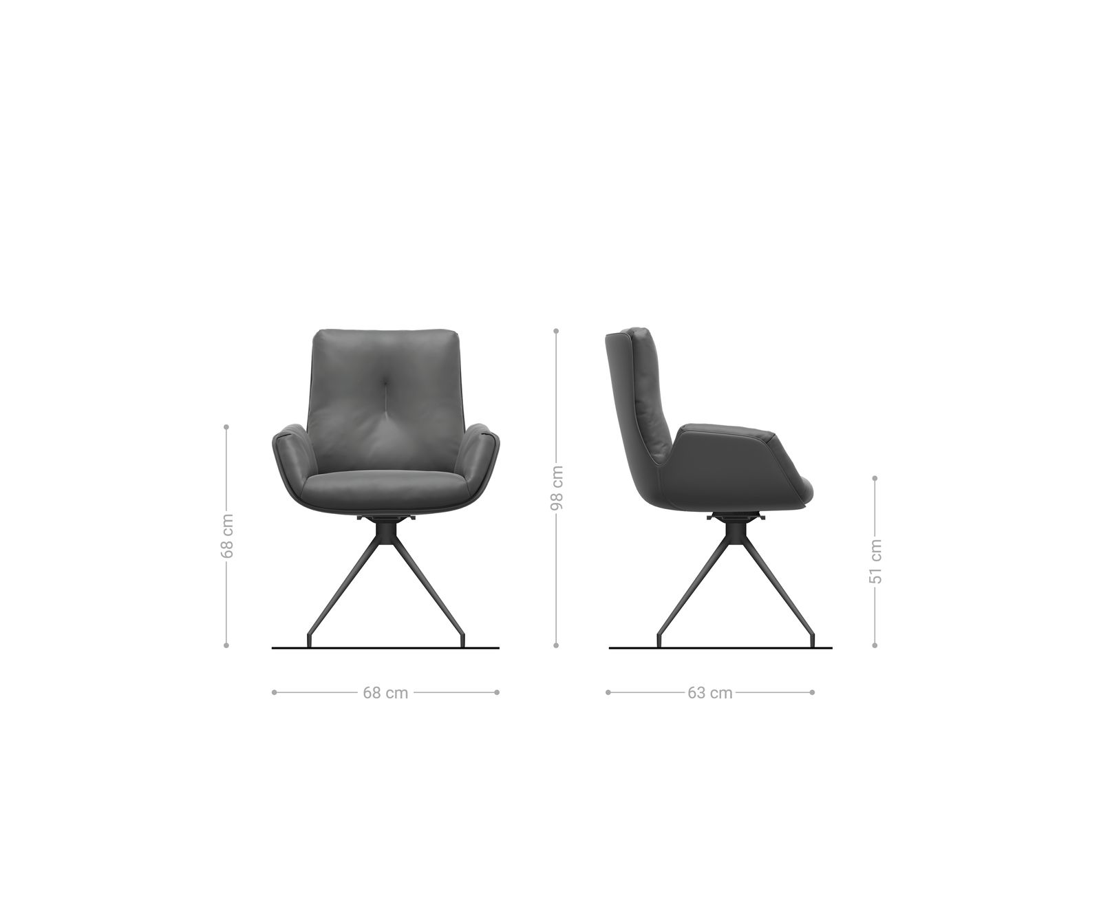 Drehstuhl Clea-Flex Chenille Olive Kreuzgestell konisch Schwarz 180° drehbar 6
