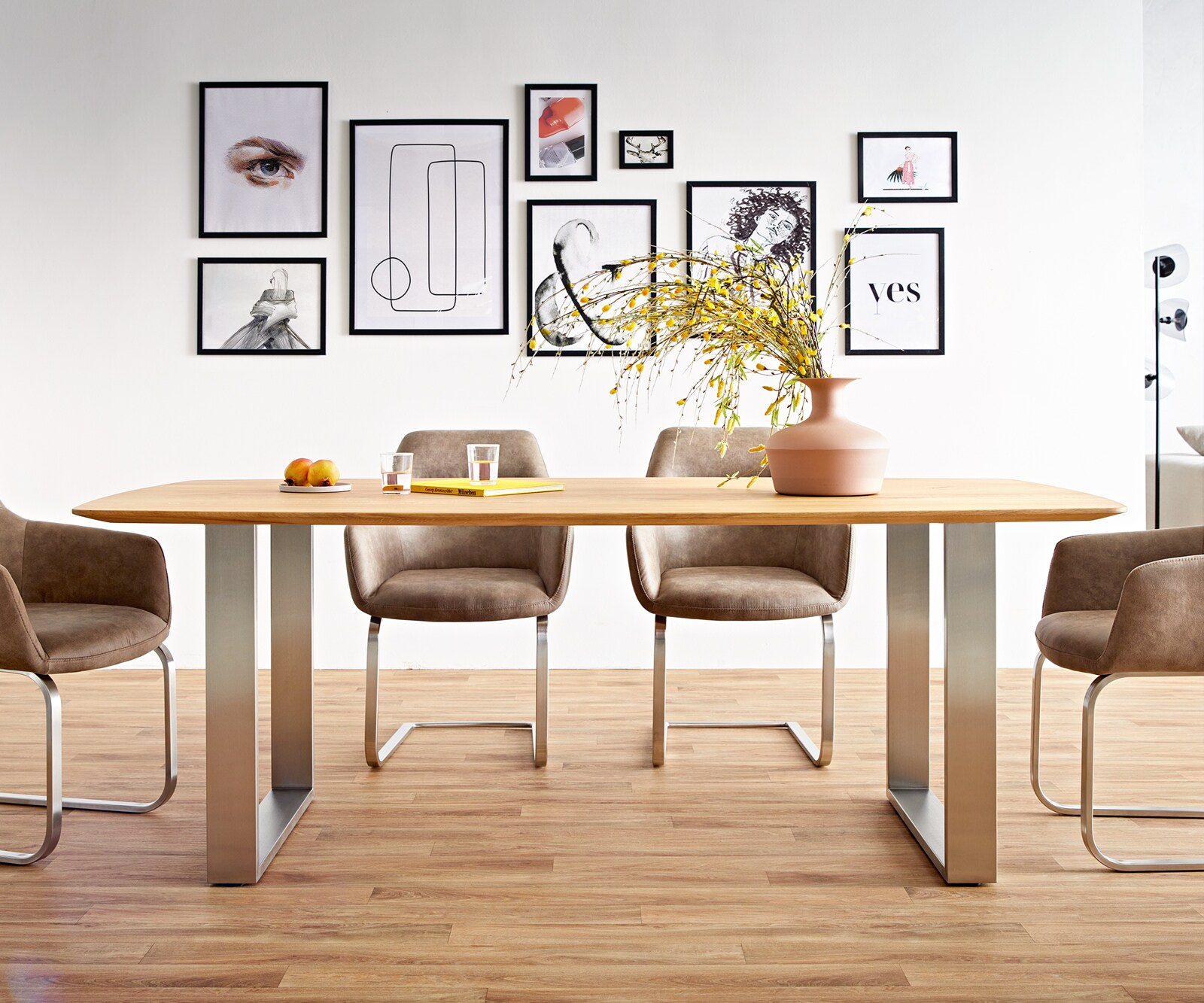 Esstisch Edge Boot 200x100x2,5-3 Eiche Natur Edelstahl Schmal Schweizer Kante 4 Esstisch Edge Boot 200x100x2,5-3 Eiche Natur Edelstahl Schmal Schweizer Kante 4