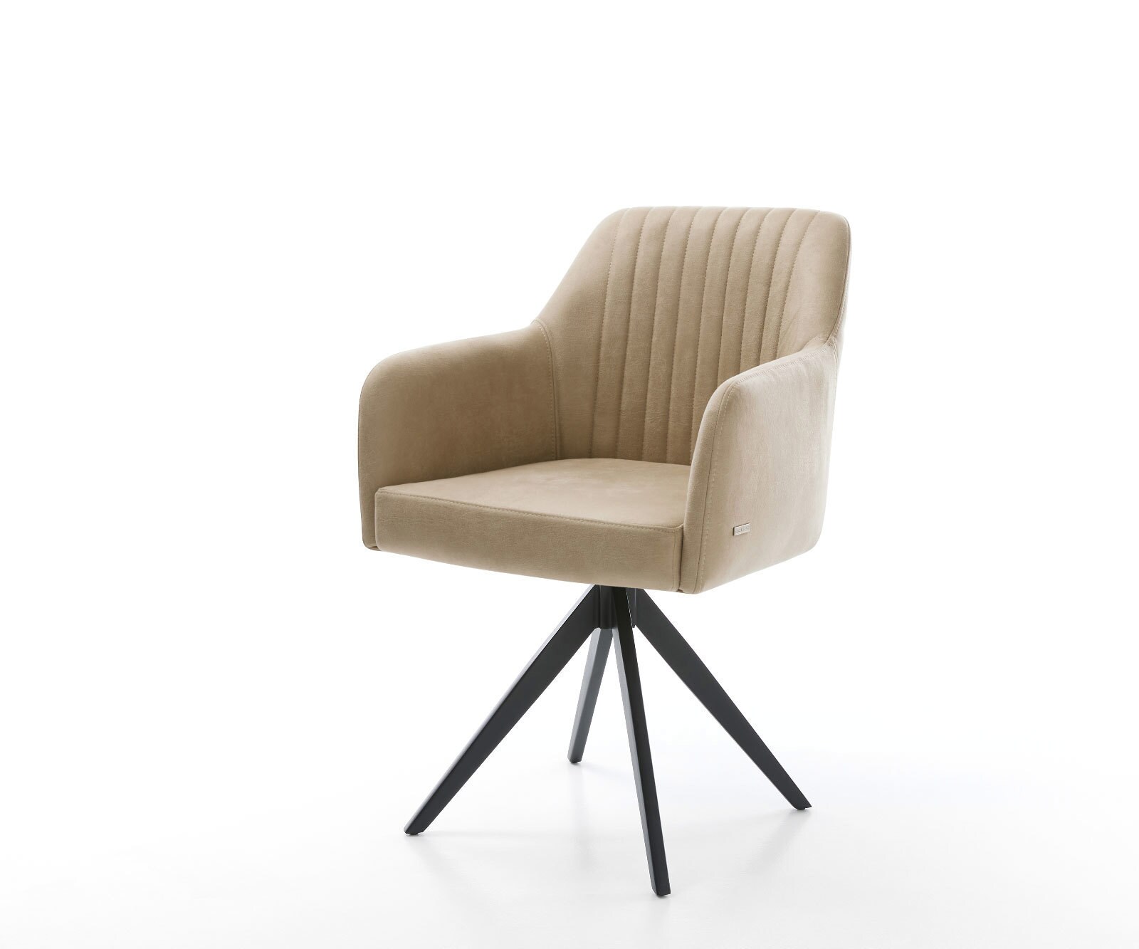 Drehstuhl Greg-Flex Beige Vintage Kreuzgestell kantig Schwarz 180° drehbar