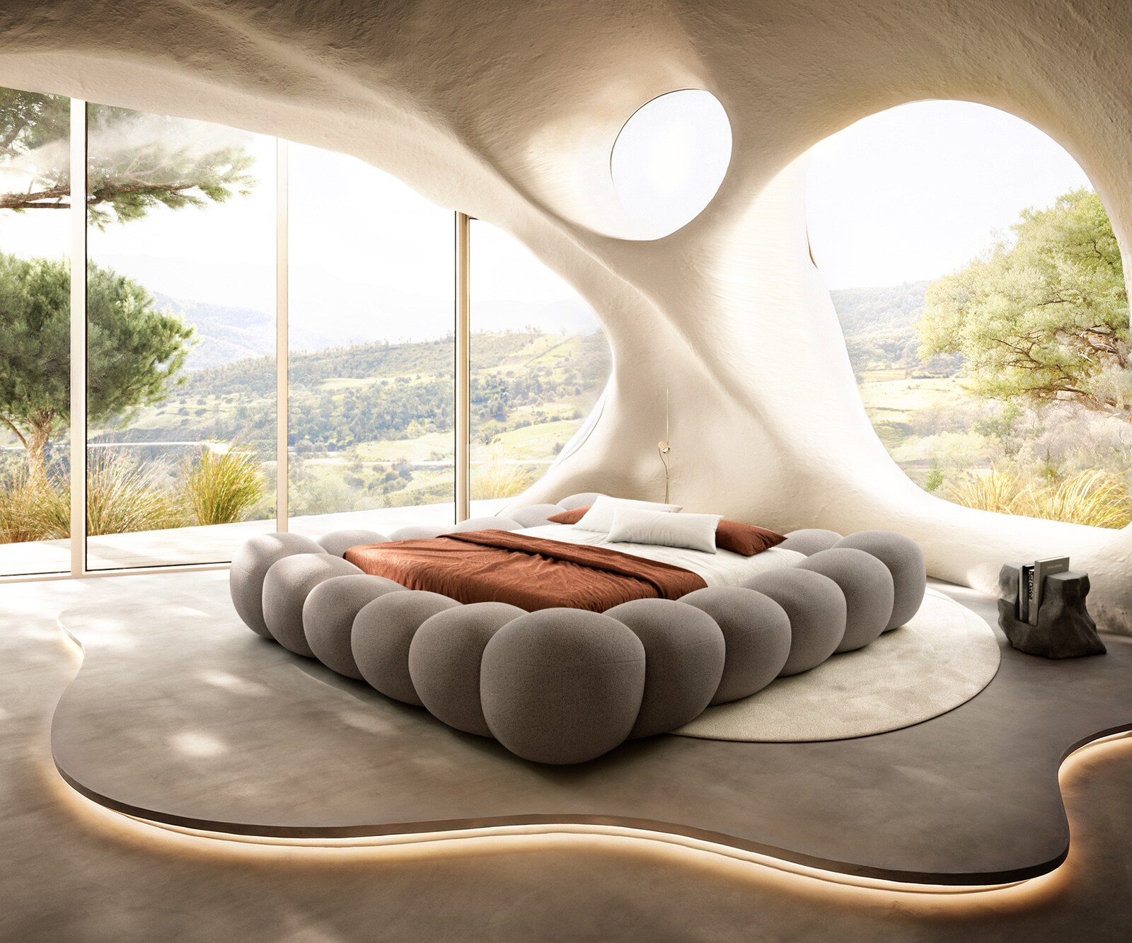 Polsterbettgestell Perlla 180x200 cm Strukturstoff Soft Taupe 1